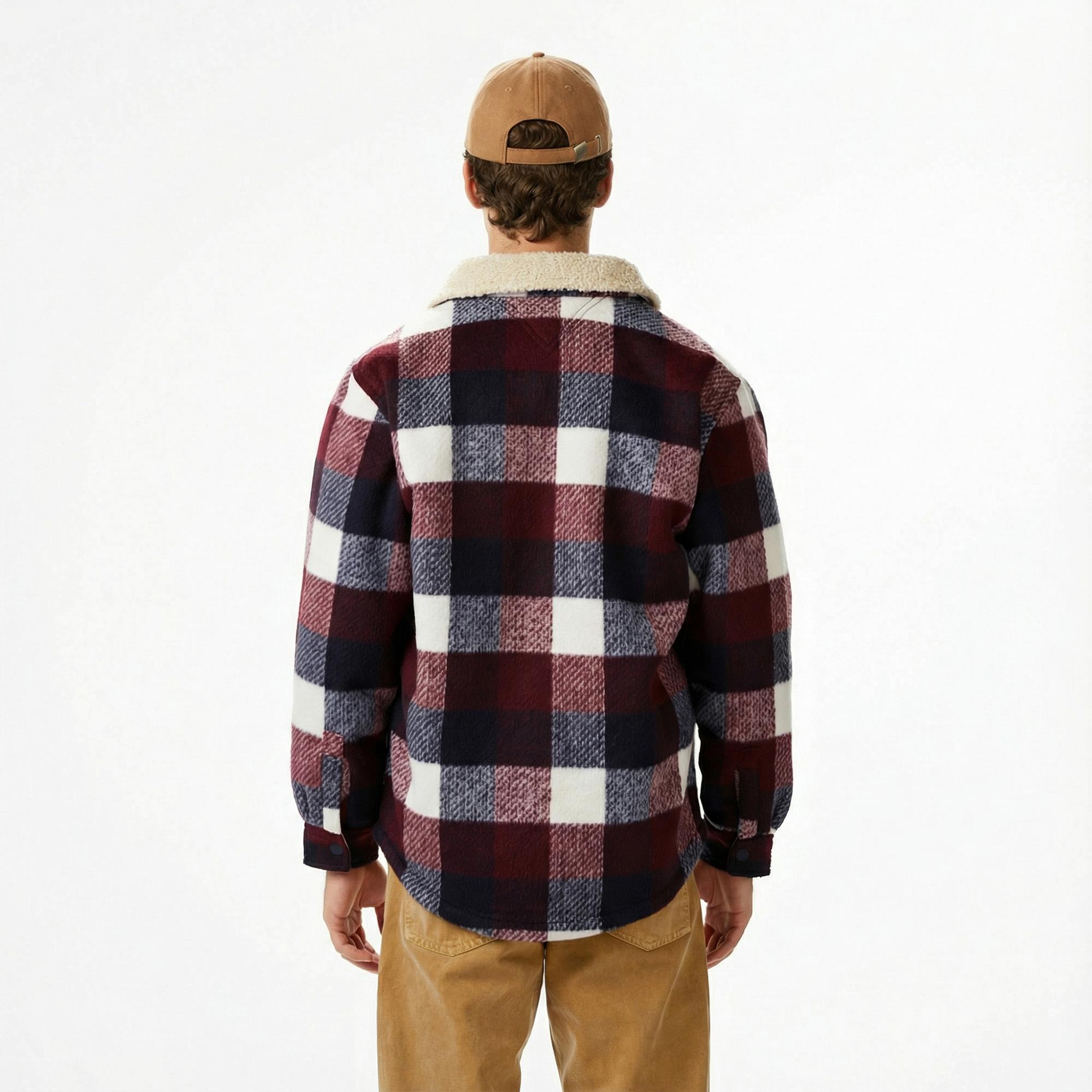 Tommy Jeans Check Teddy Overshirt Erkek Mavi Gömlek