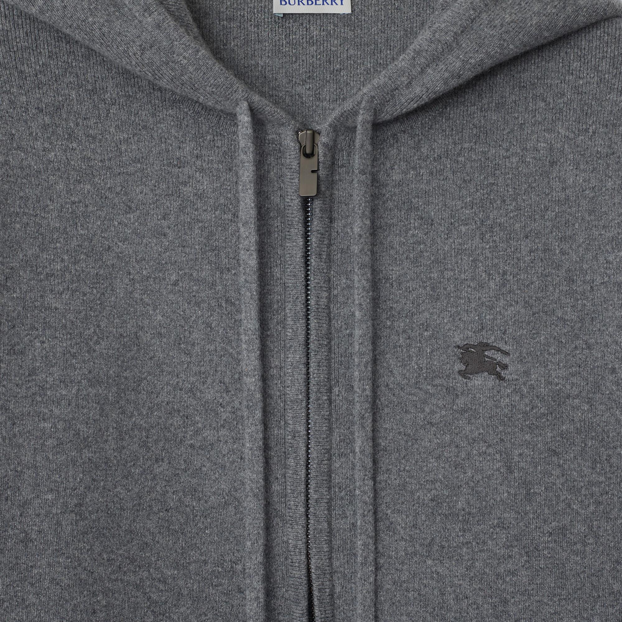 Burberry Cashmere Blend Zip Erkek Gri Hoodie