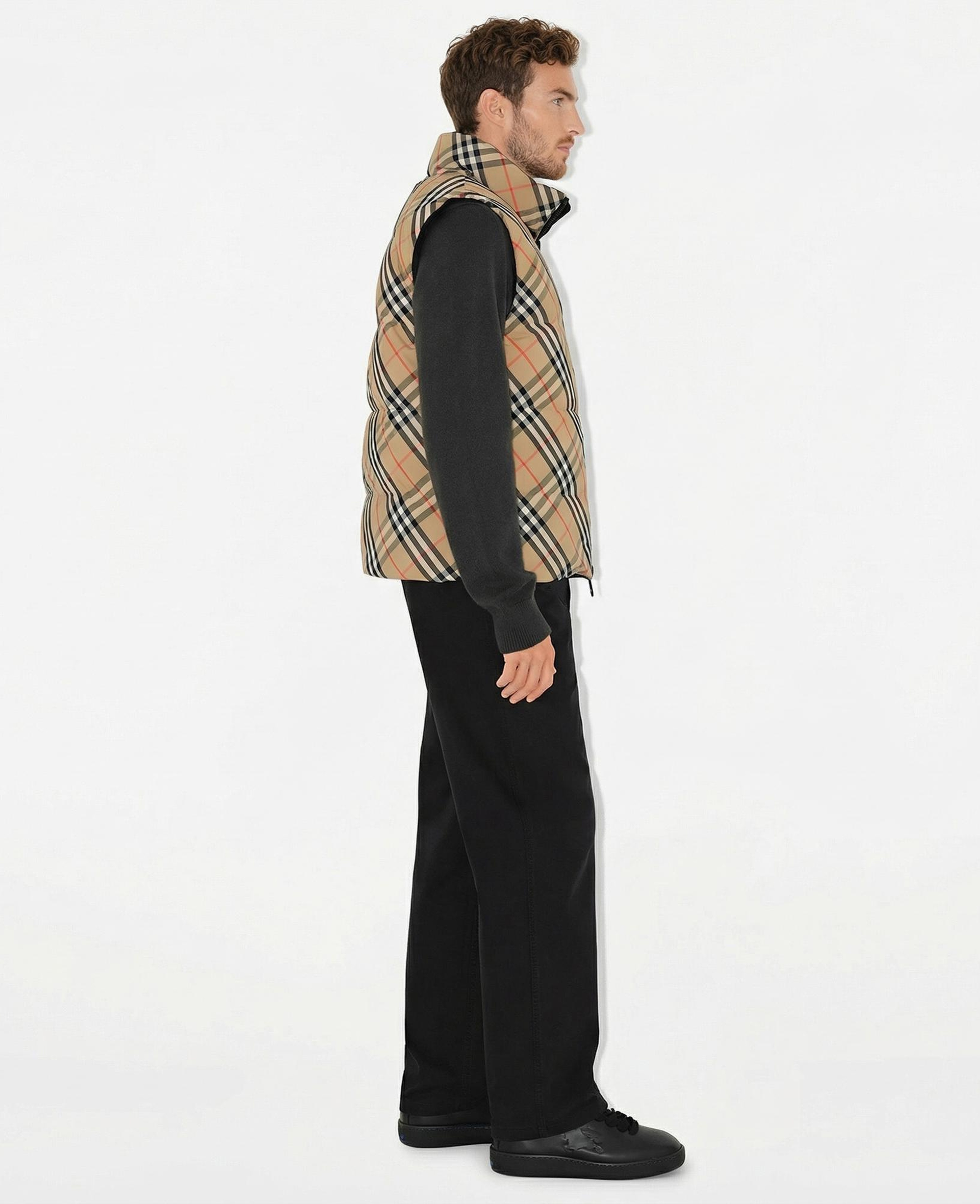 Burberry Reversible Check Nylon Padded Erkek Bej Ceket