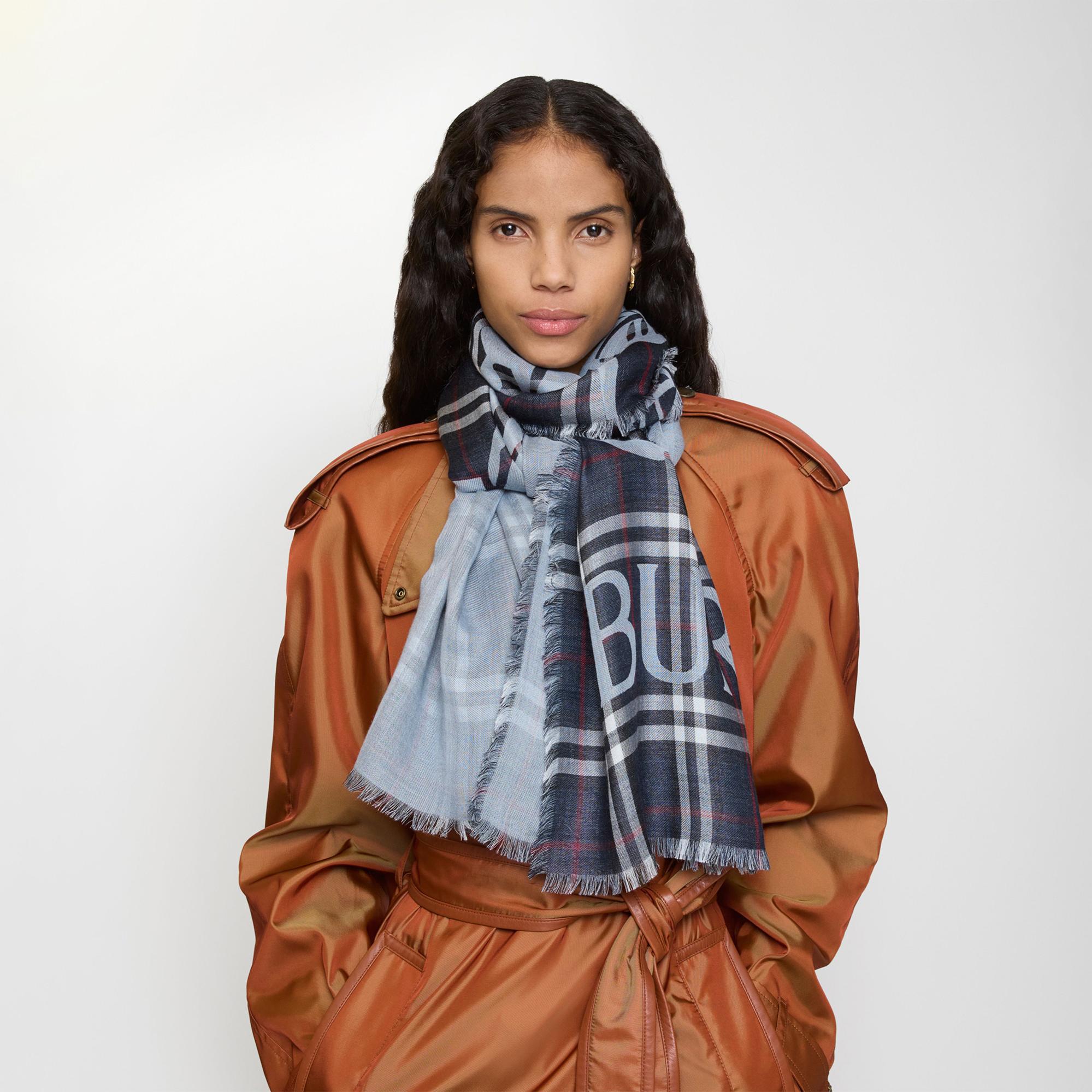 Burberry 200X70 Ekd Check Kadın Lacivert Atkı