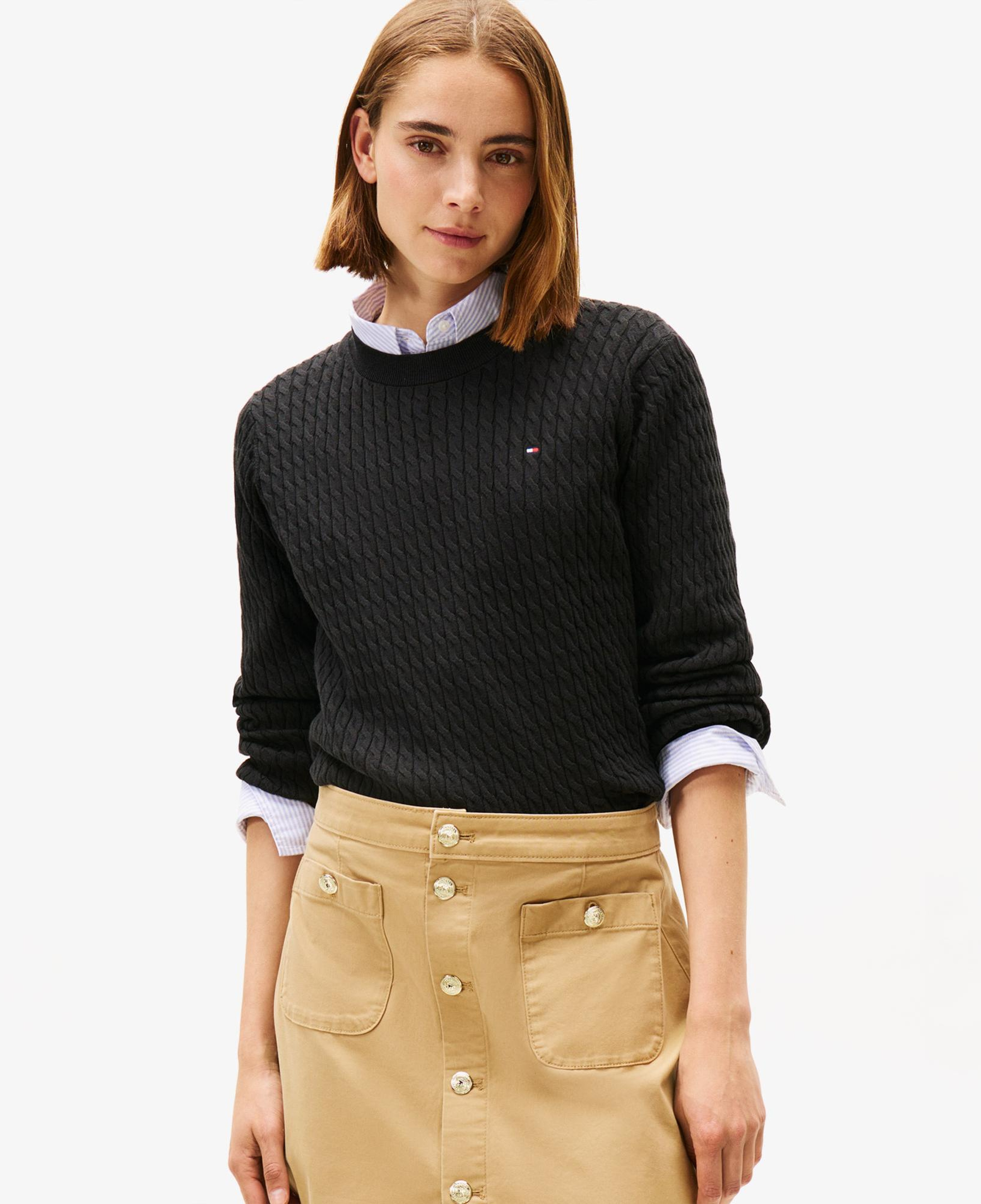 Tommy Hilfiger Cable Kadın Siyah Kazak