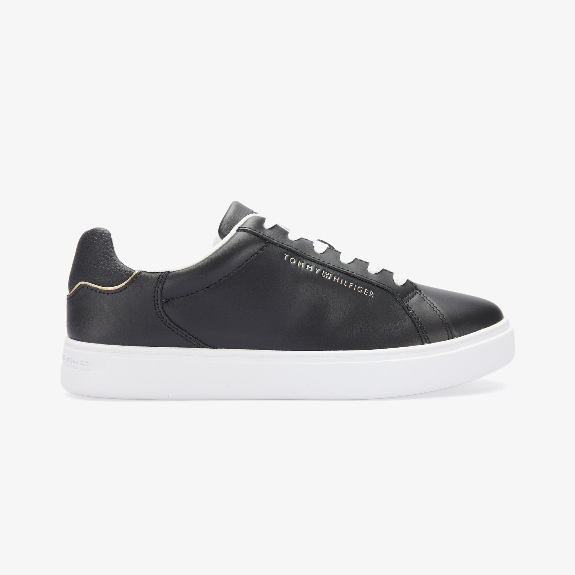 Tommy Hilfiger Essential Court Sneaker Kadın Siyah Spor Ayakkabı
