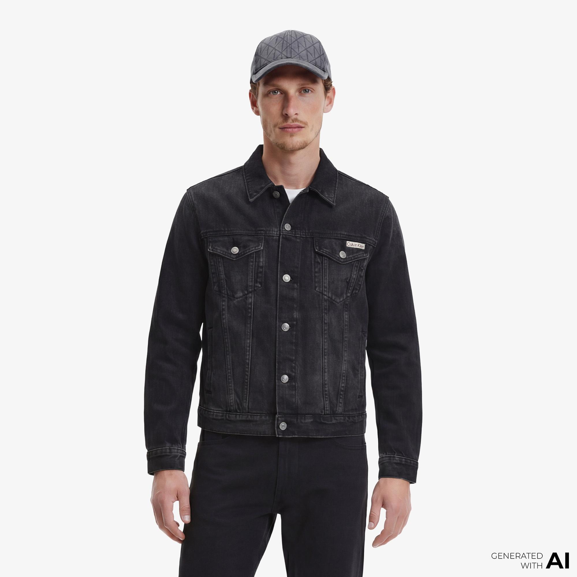 Calvin Klein Black Classic Trucker Erkek Siyah Ceket