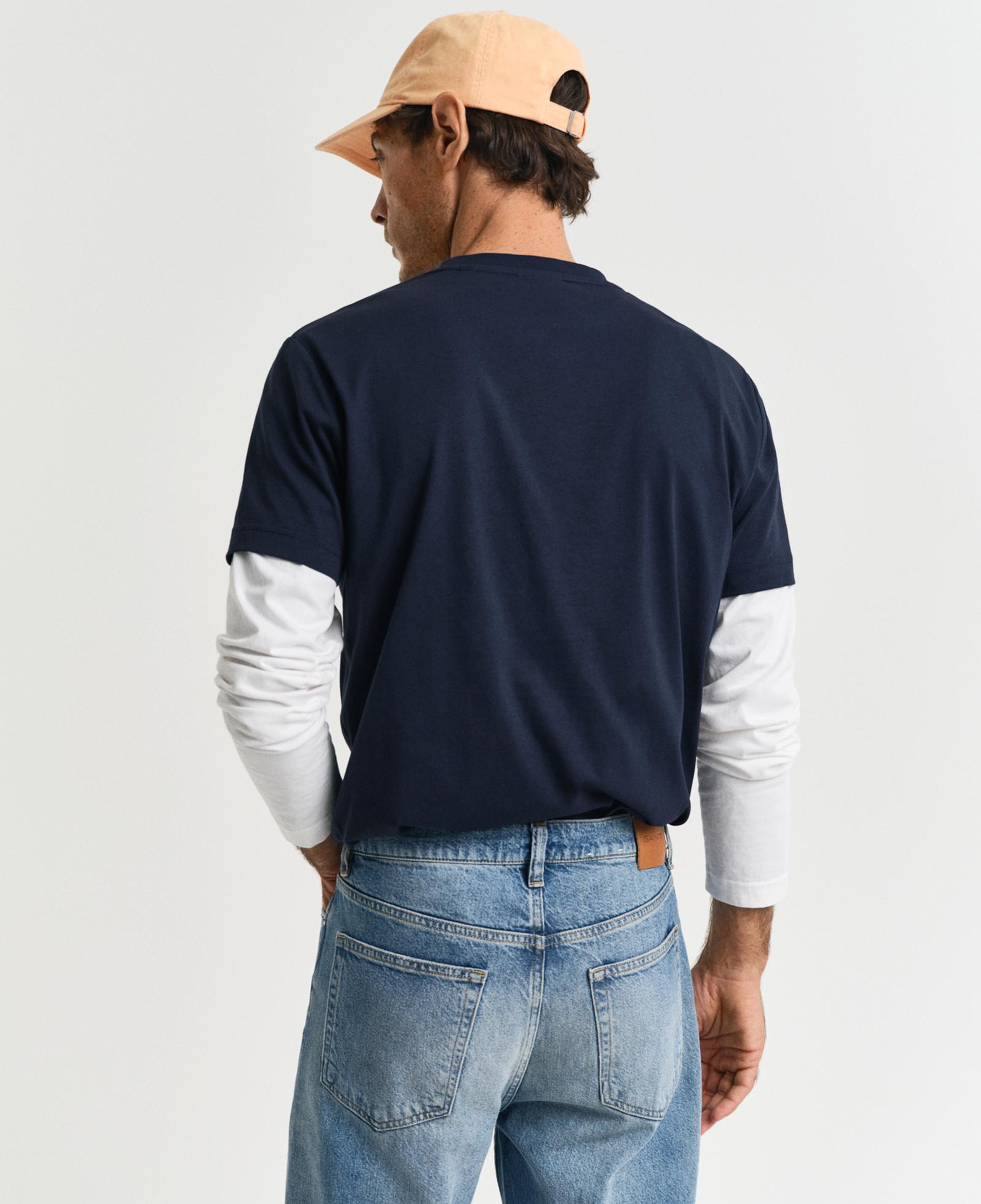 GANT Erkek Lacivert Regular Fit Bisiklet Yaka Logolu T-Shirt