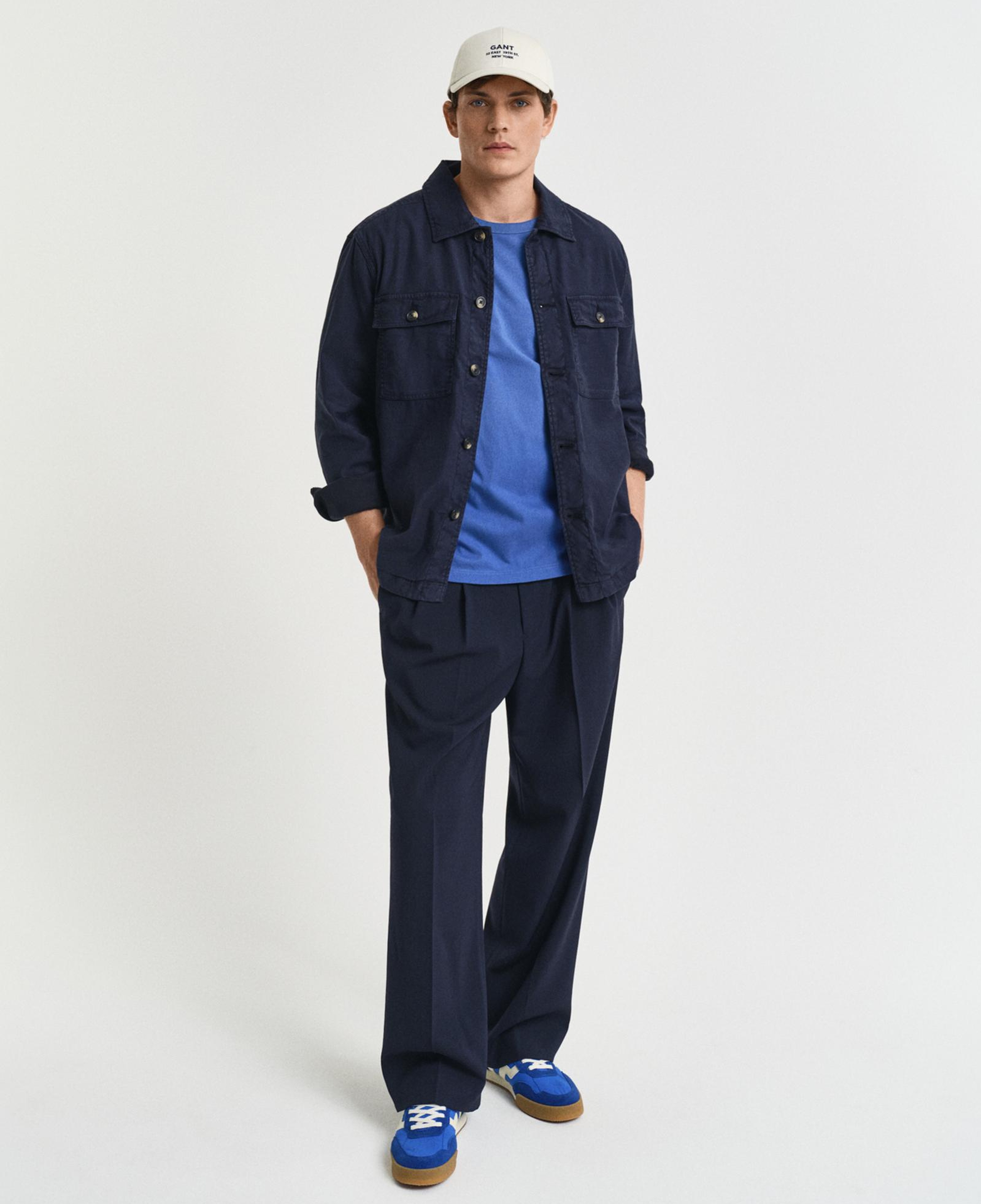 GANT Erkek Mavi Relaxed Fit Bisiklet Yaka Logolu T-Shirt