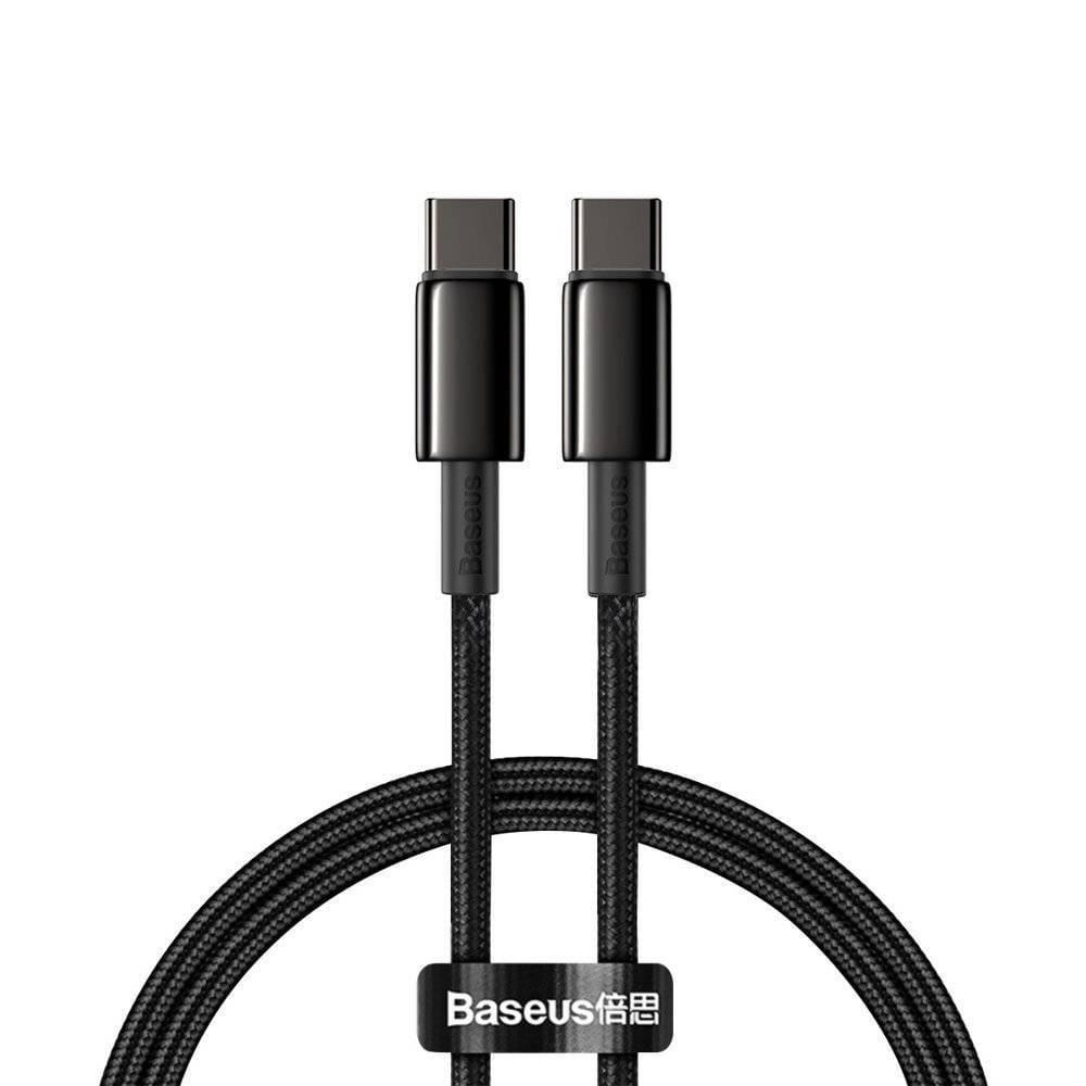 Baseus Tungsten Gold Hızlı Şarj Data Kablosu Type-C to Type-C 100W 1m Siyah CATWJ-01