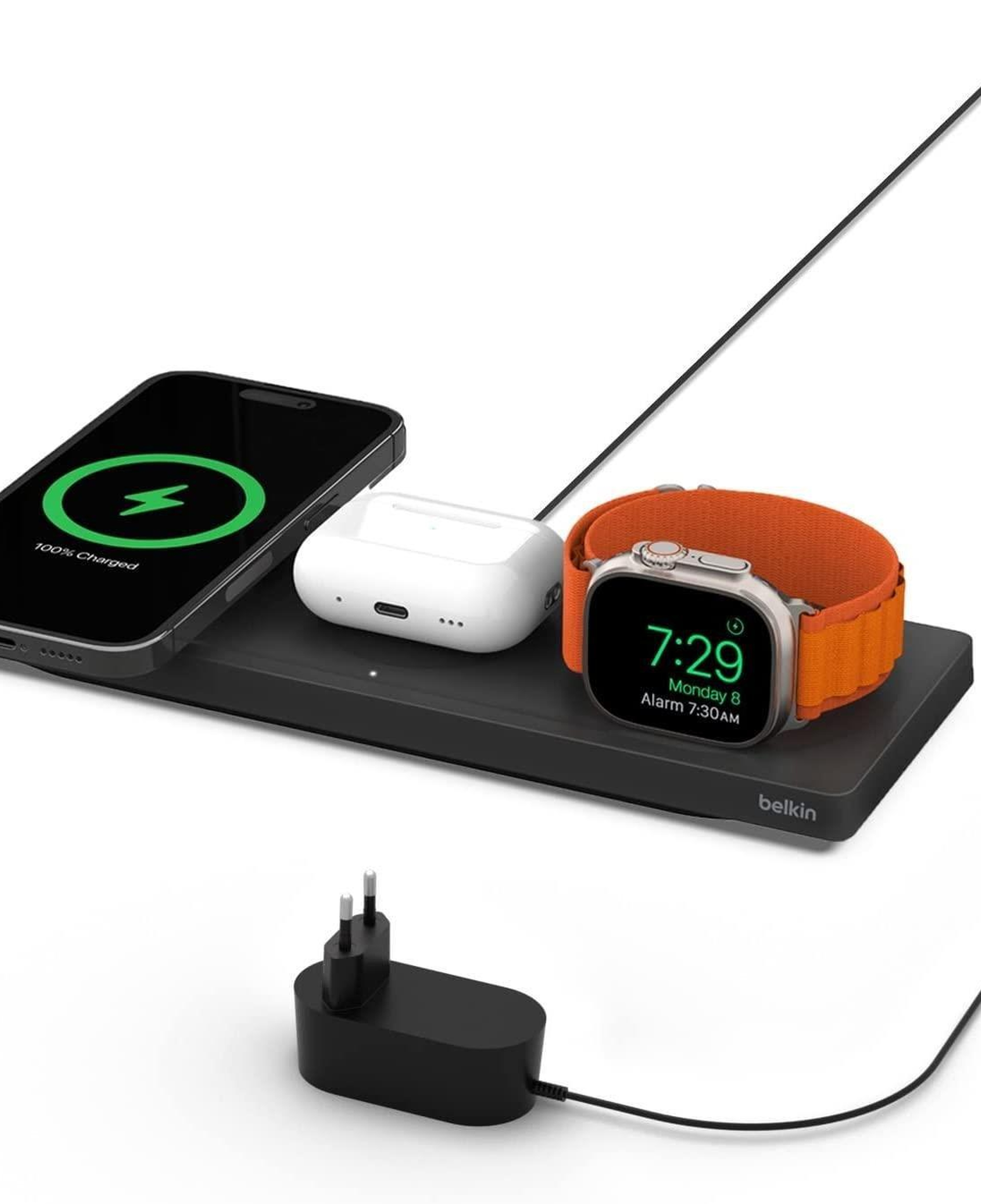 Belkin BoostCharge PRO Magsafe 3in1 Kablosuz Şarj Pedi (Apple Watch Series 7, 8, Ultra için Hızlı Şarj)