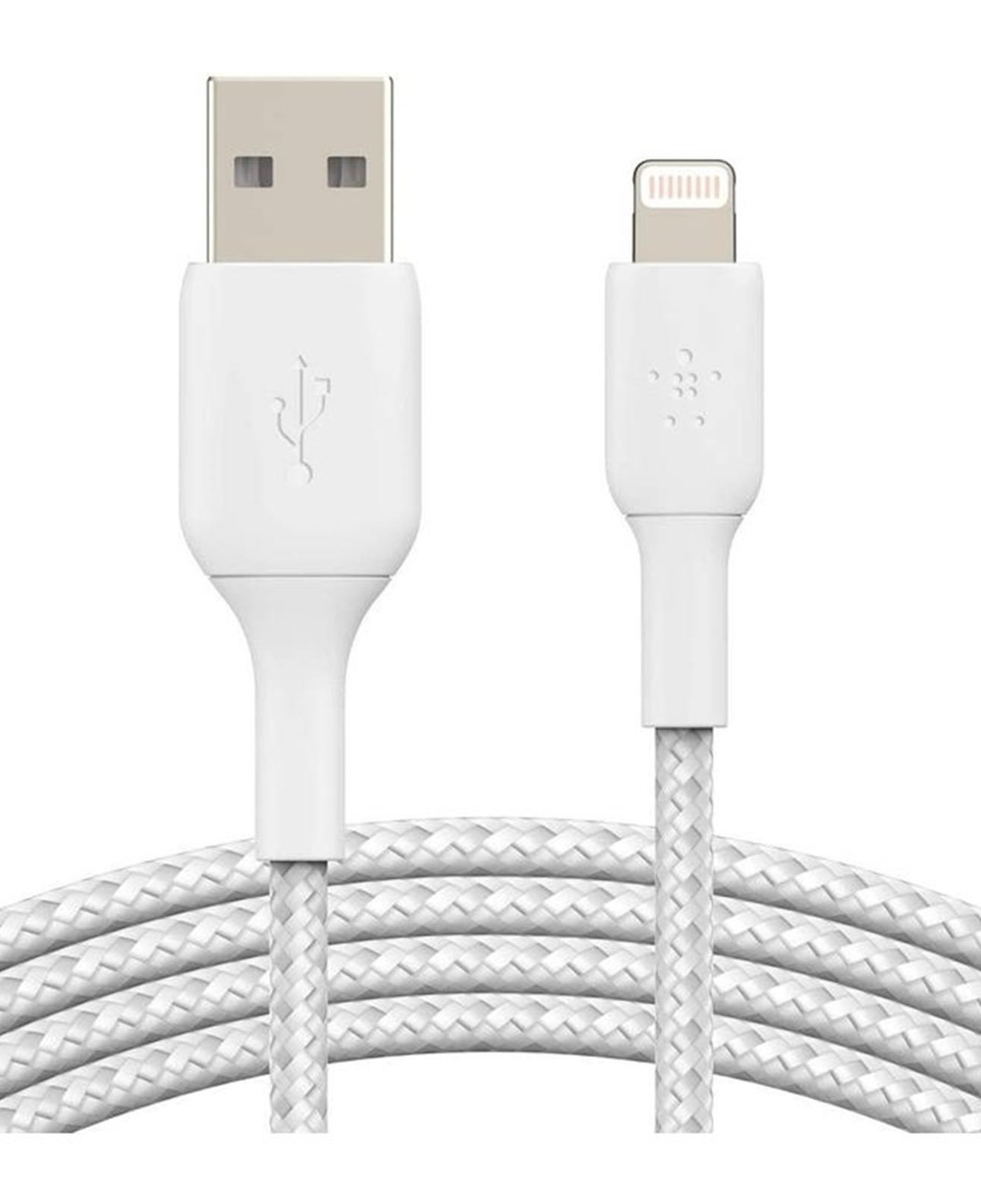 Belkin Örgülü Apple Lightning Hızlı Şarj Ve Data Kablosu 1 metre Beyaz / Caa002bt1mwh