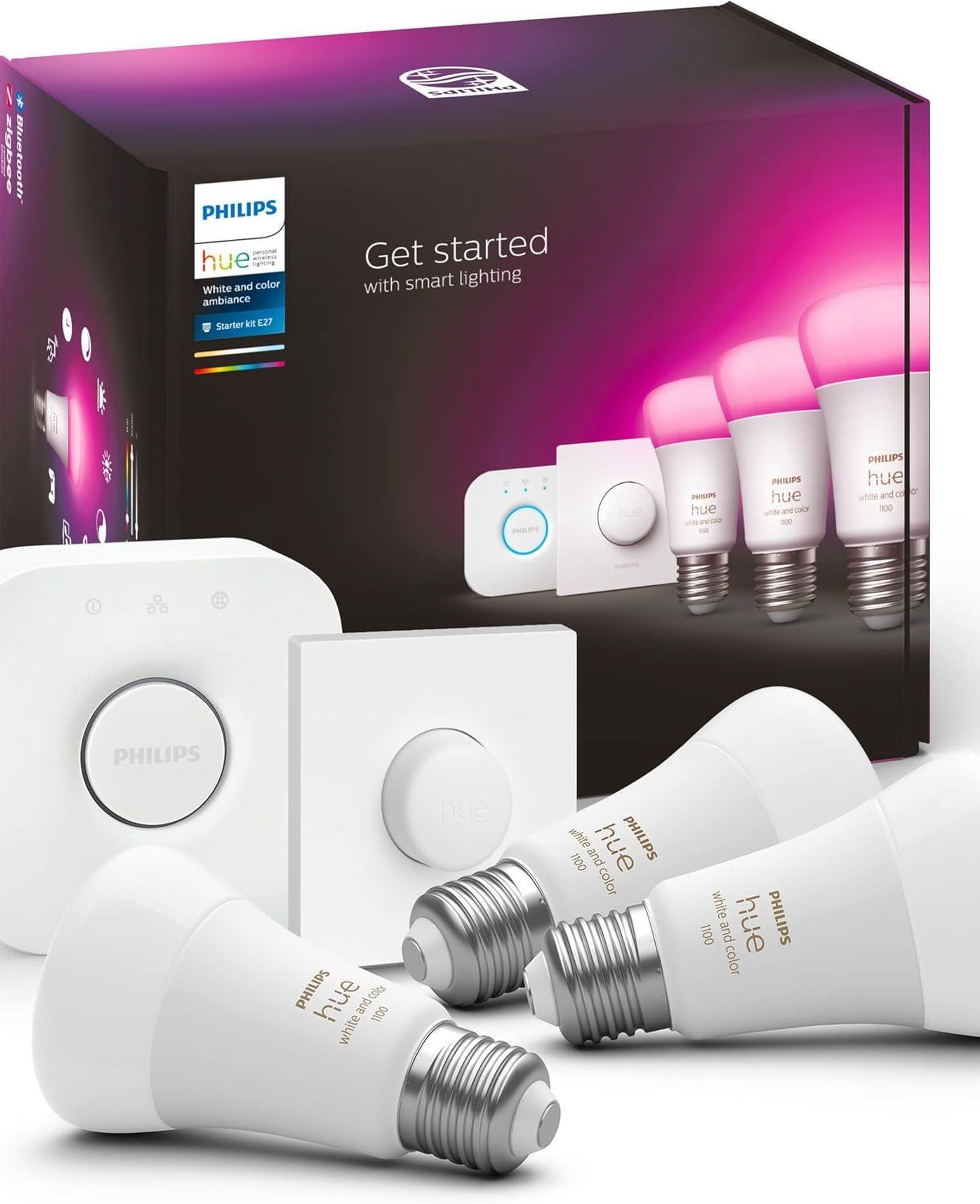 Philips Hue WCA 9-75W Renkli Akıllı Led Ampul Başlangıç Seti 3'lü