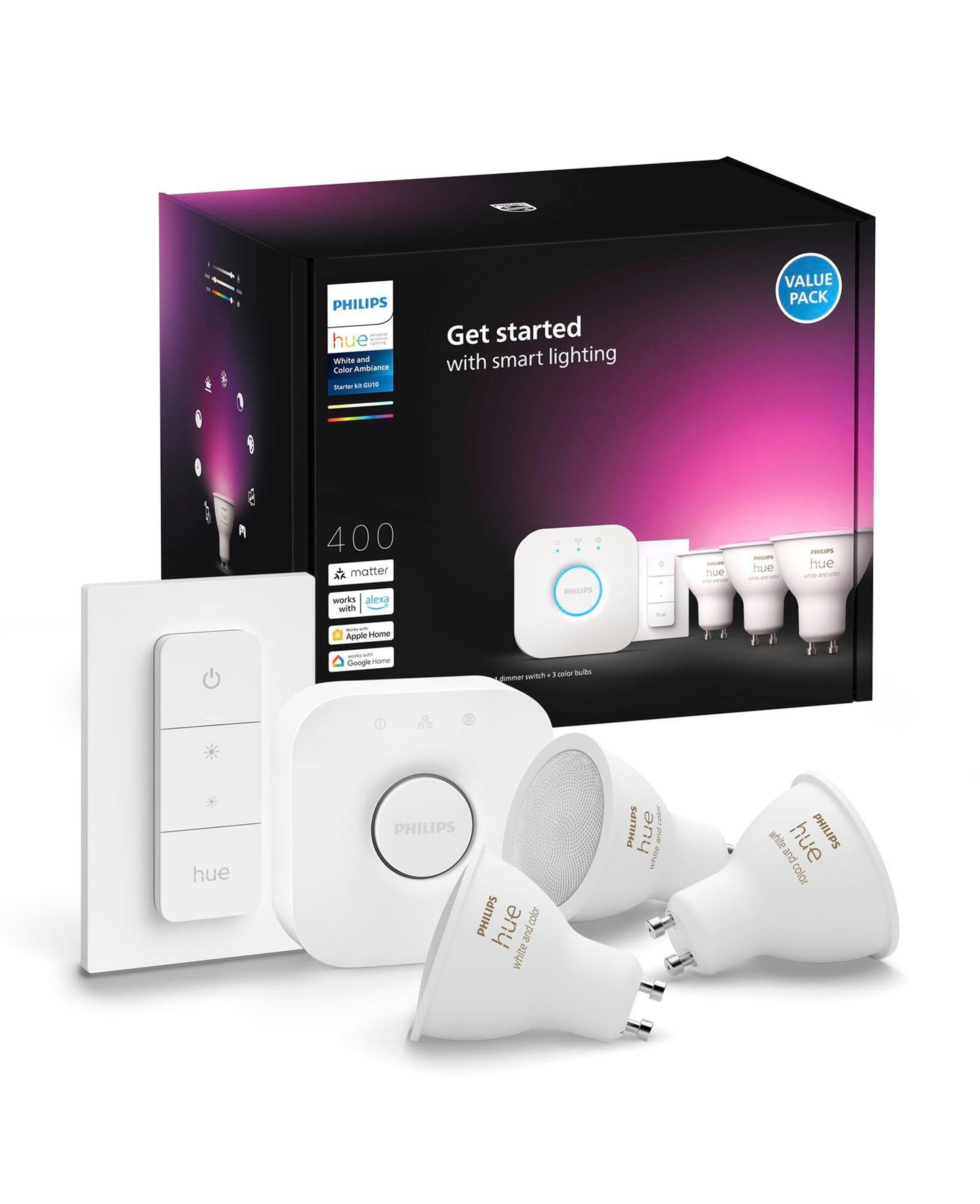 Philips HueWCA 4.2W GU10 Renkli Spot Akıllı Ampul 3'lü Başlangıç Seti (Kumandalı)