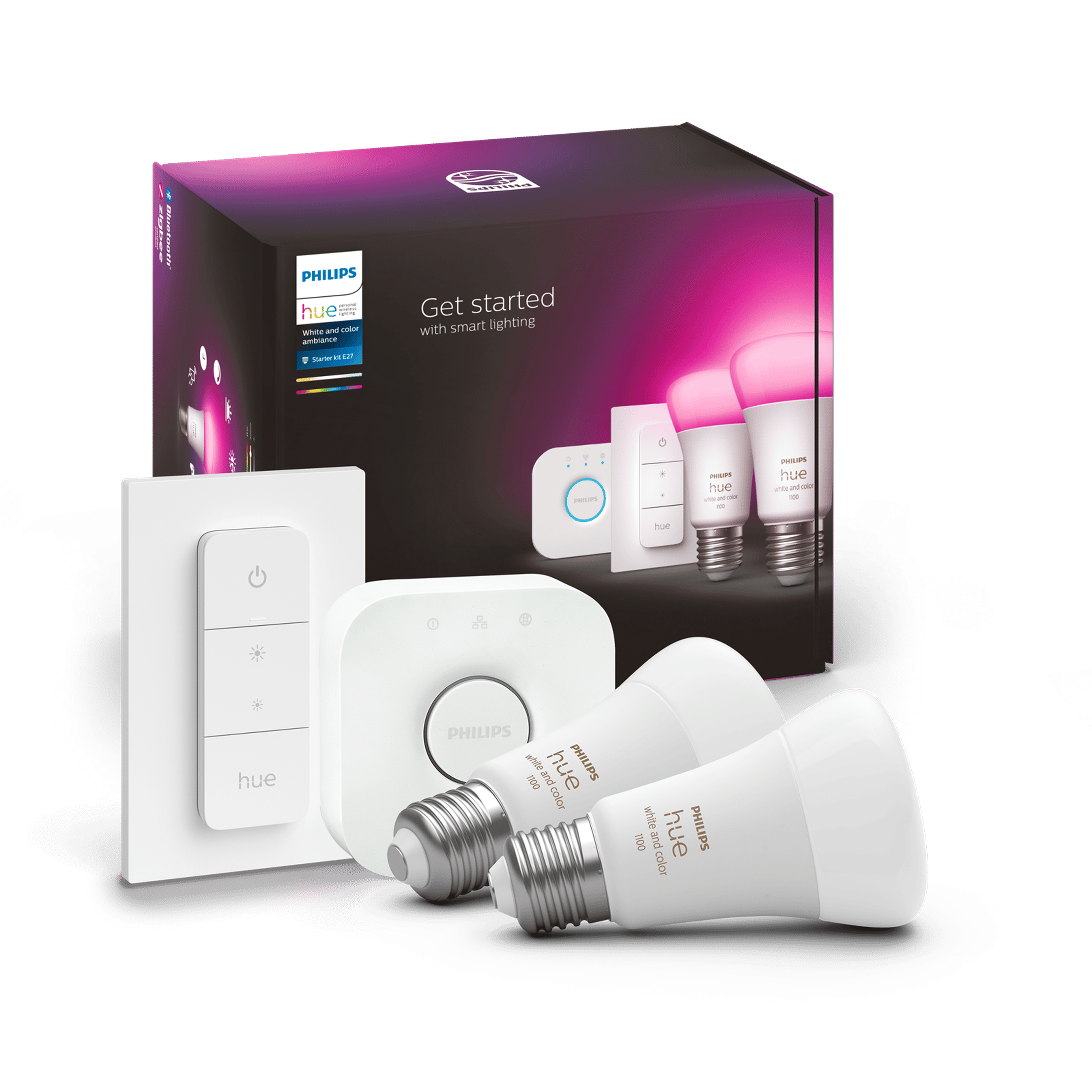 Philips HueWCA 9-75W Renkli Akıllı Başlangıç Seti 2'li Kumandalı E27 Bluetooth Özellikli