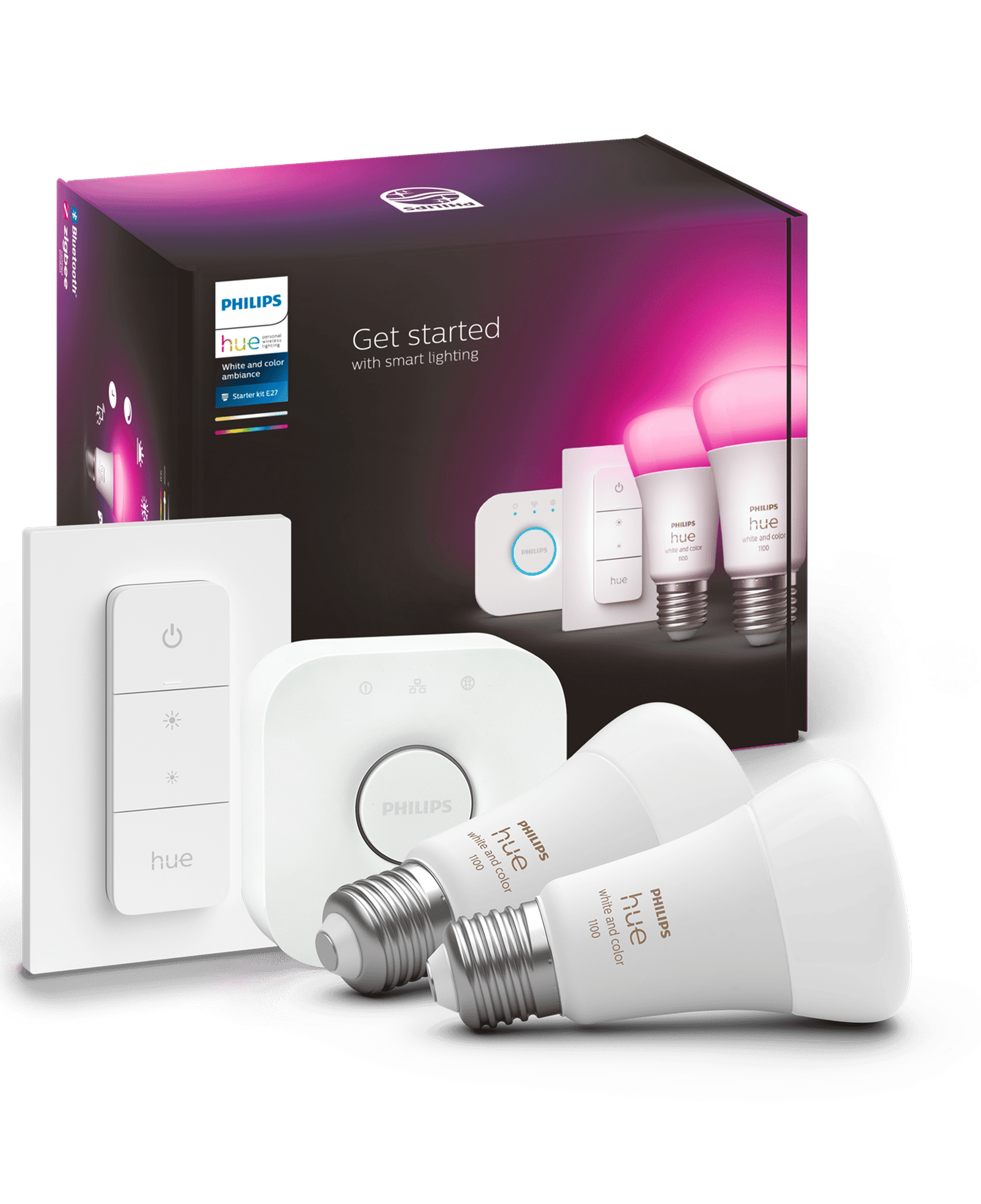 Philips HueWCA 9-75W Renkli Akıllı Başlangıç Seti 2'li Kumandalı E27 Bluetooth Özellikli