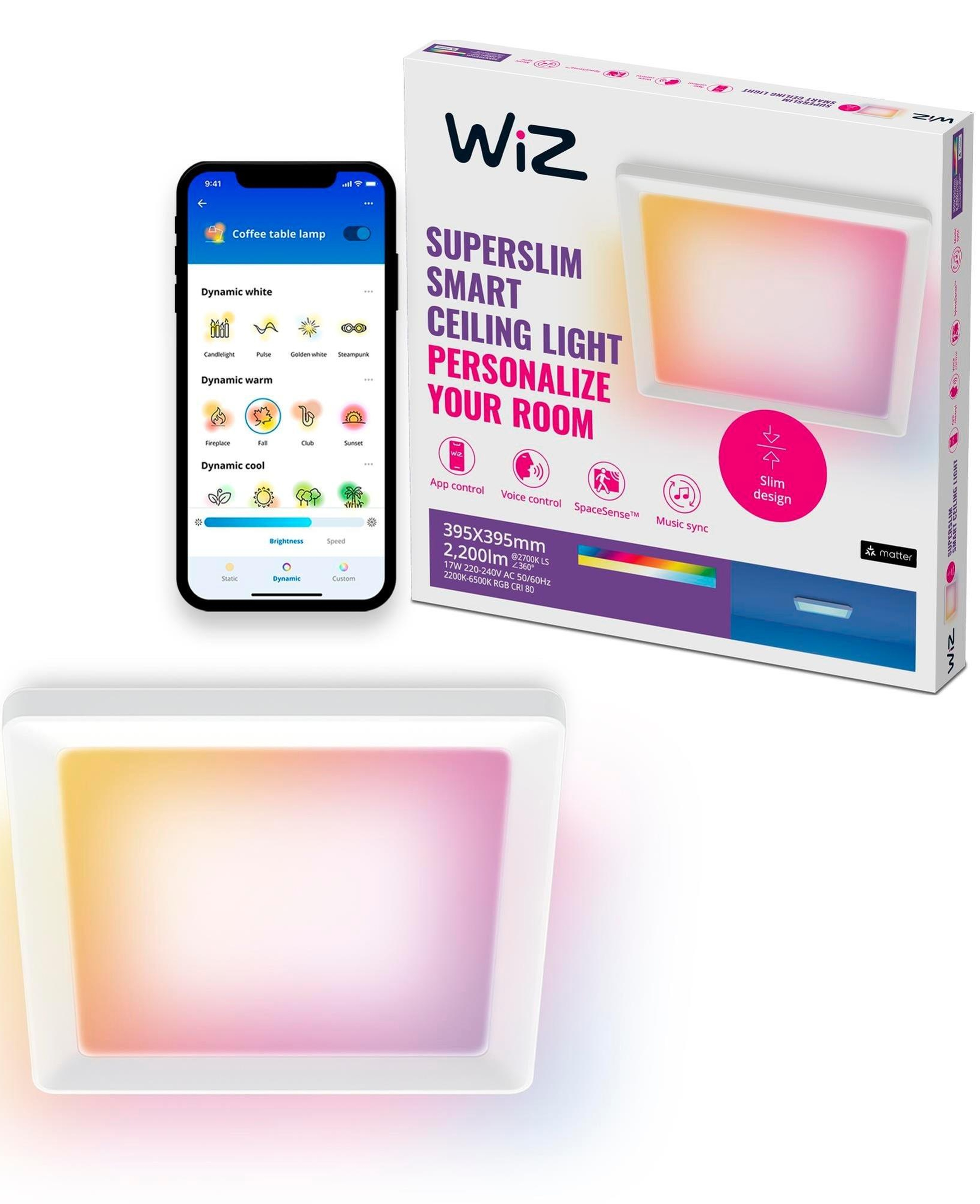 Wiz Beyaz Akıllı Sıva Üstü RGB Kare Panel Tavan Armatürü 17W