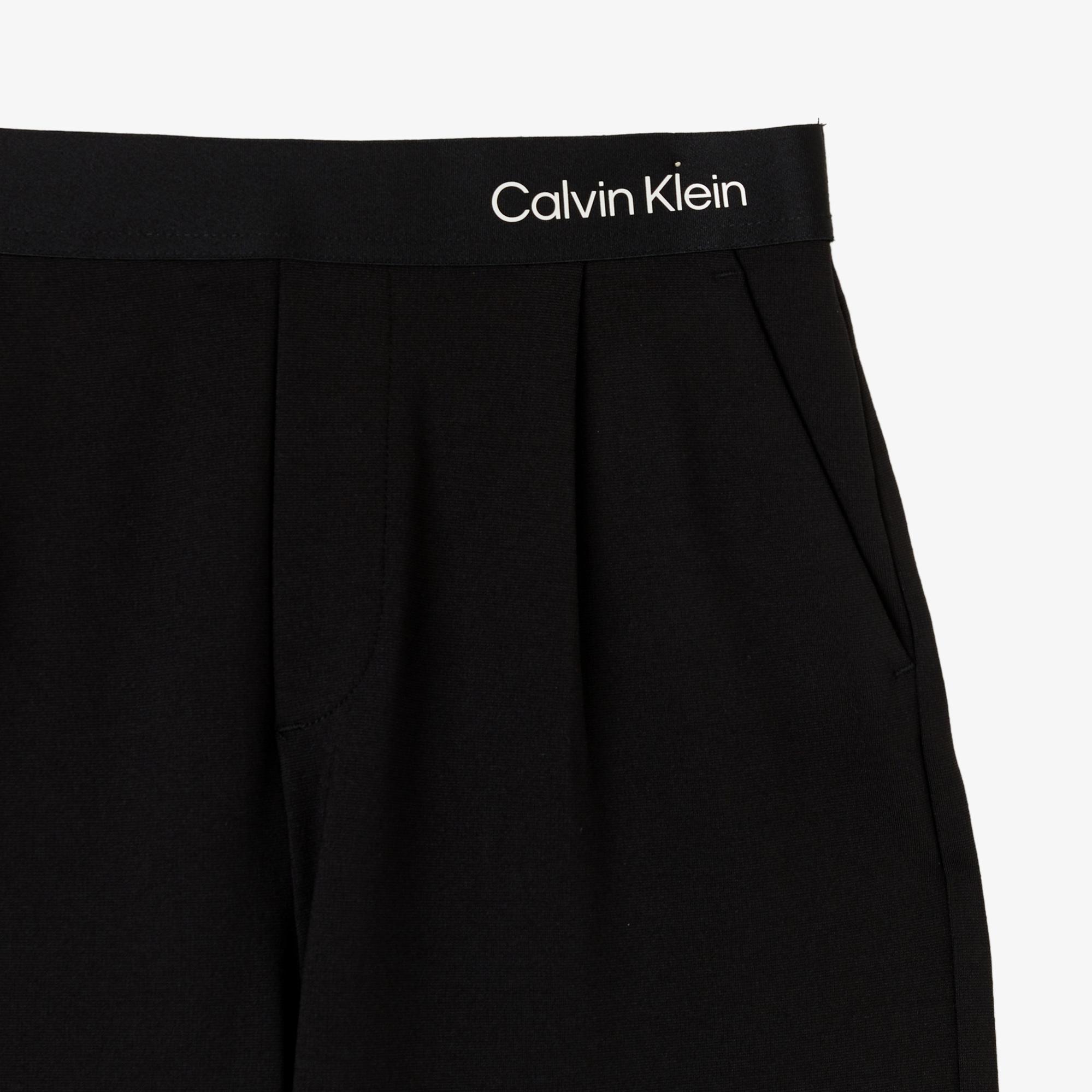 Calvin Klein Logo Tape Wide Leg Punto Çocuk Siyah Pantolon