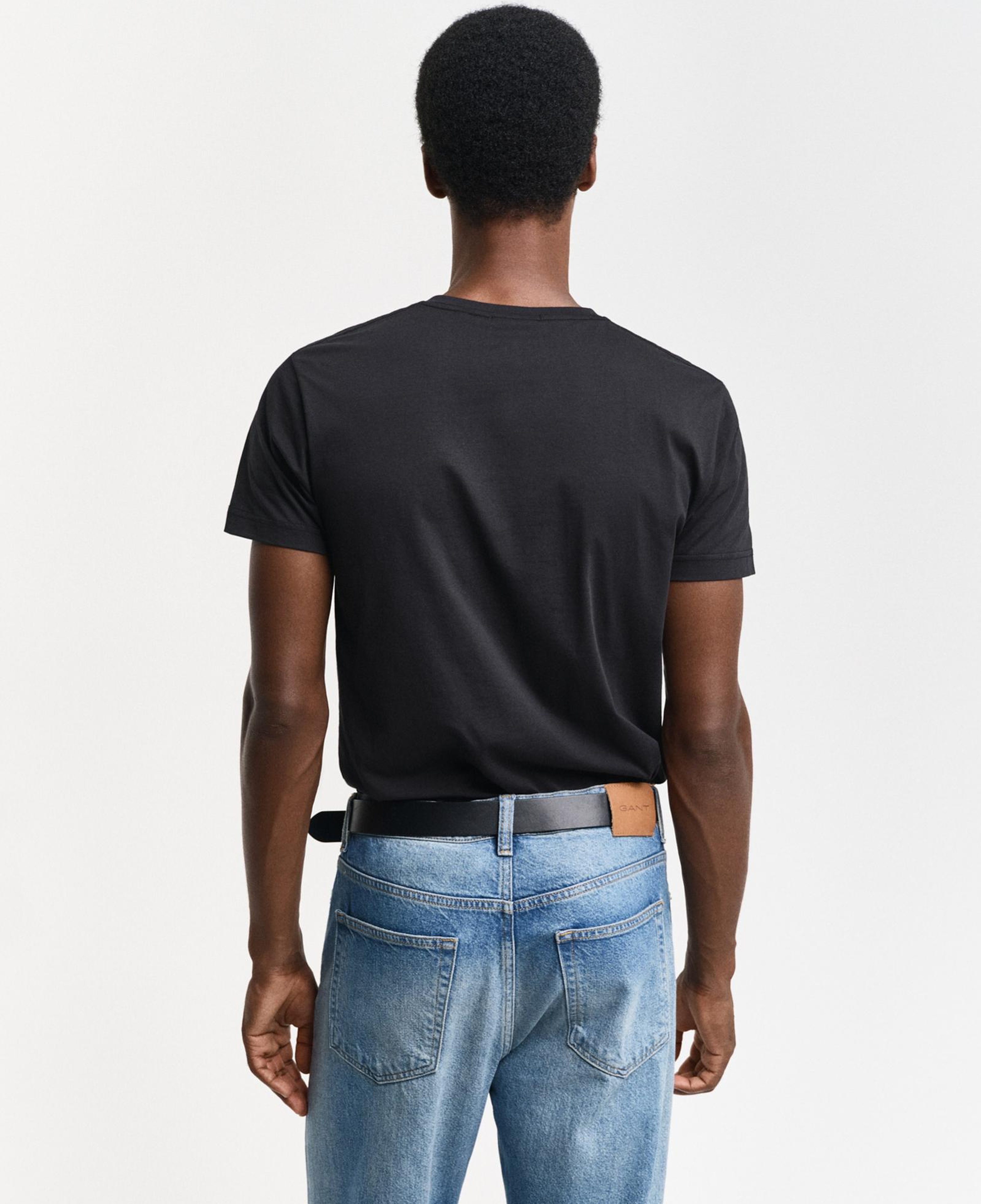 GANT Erkek Siyah Slim Fit V Yaka T-Shirt