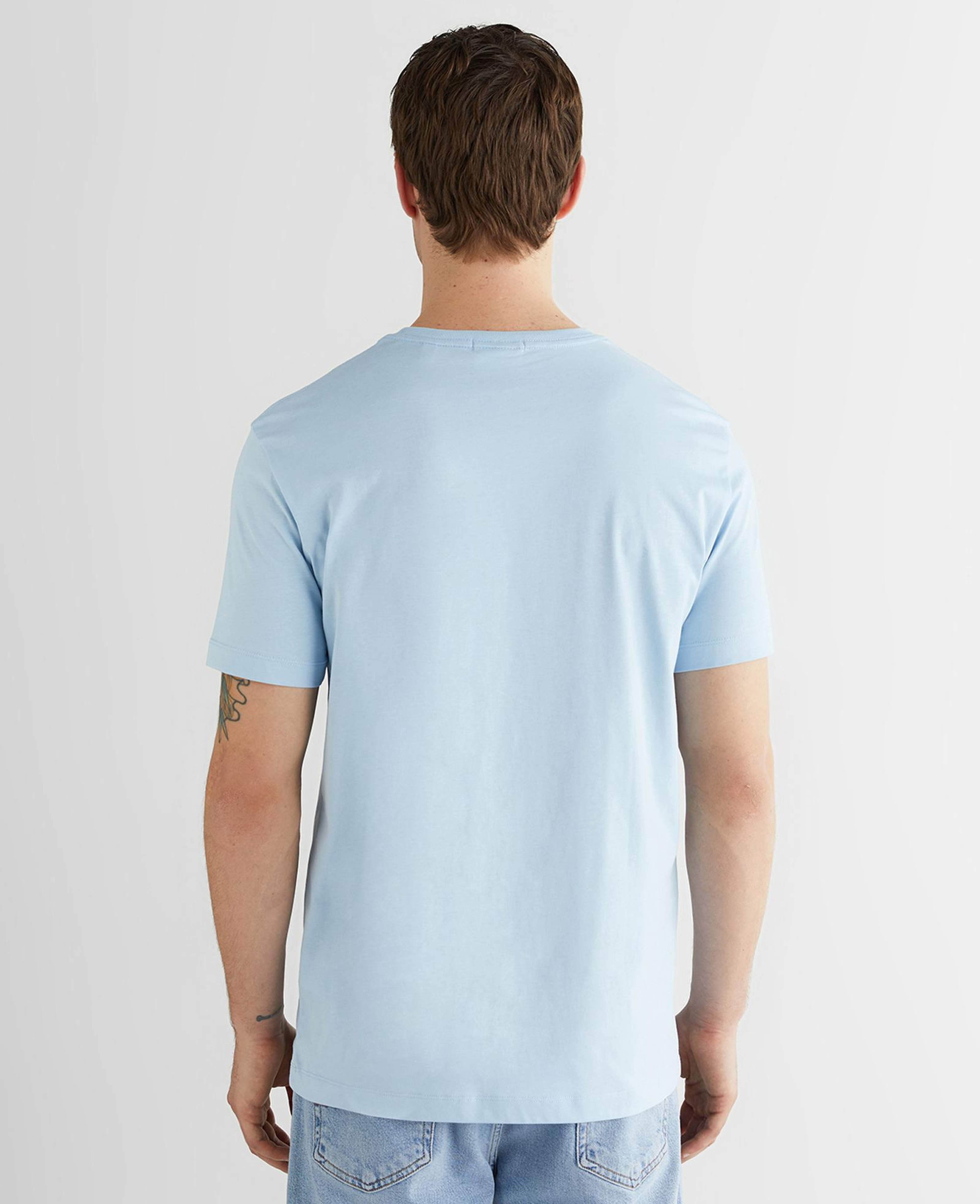 GANT Erkek Mavi Bisiklet Yaka Regular Fit Logolu T-Shirt