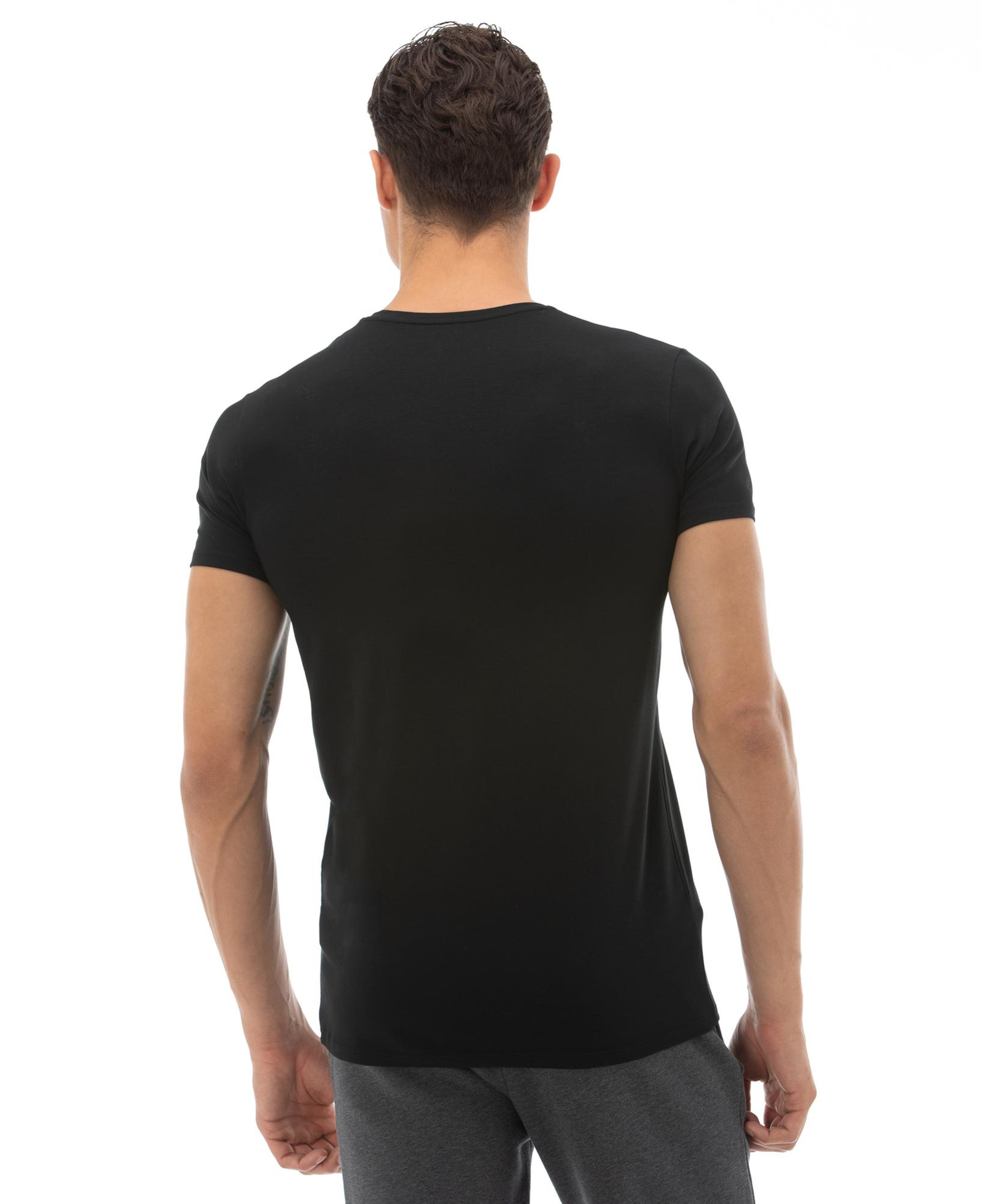 Erkek Slim Fit V Yaka Siyah T-Shirt
