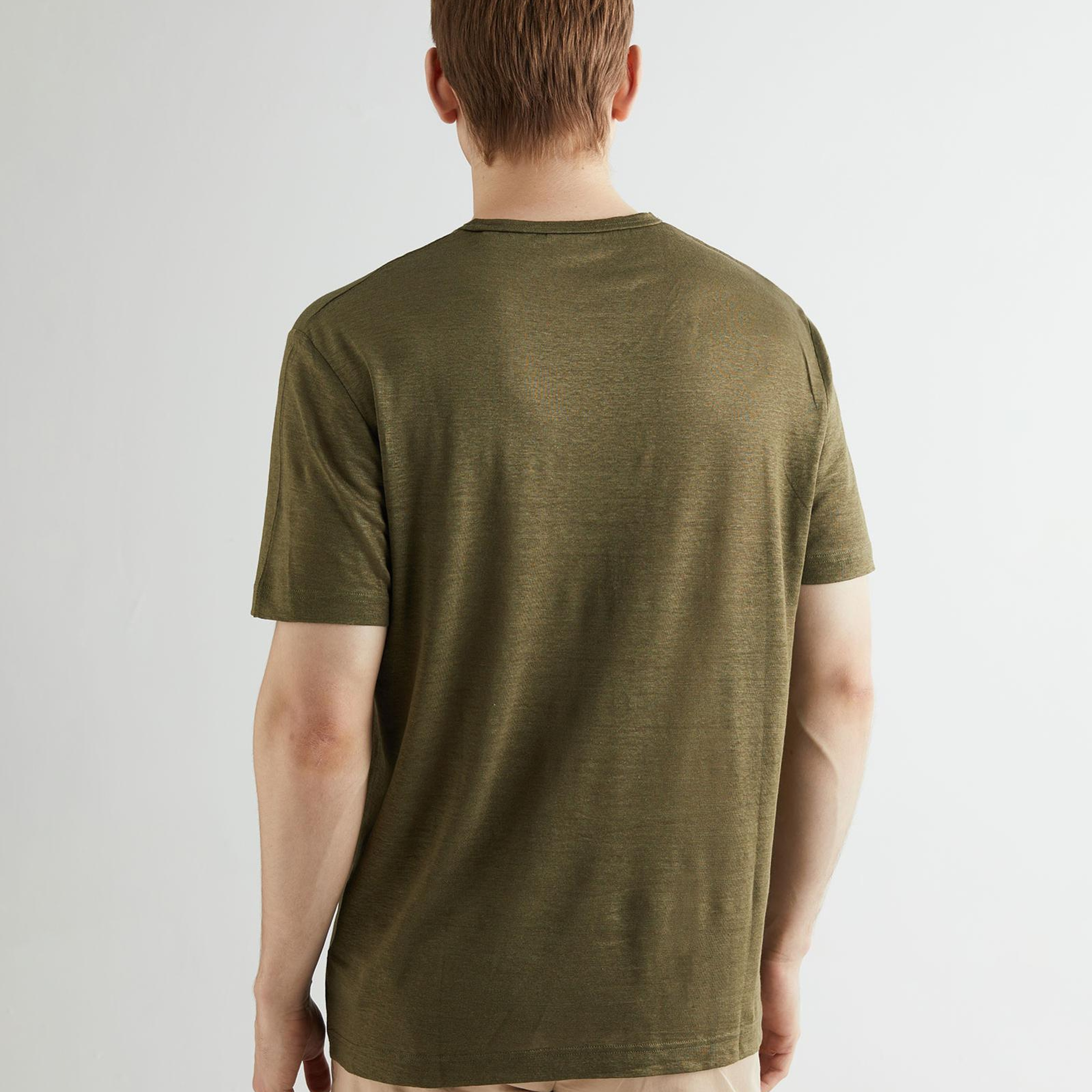 GANT Erkek Yeşil Regular Fit Bisiklet Yaka Keten T-shirt