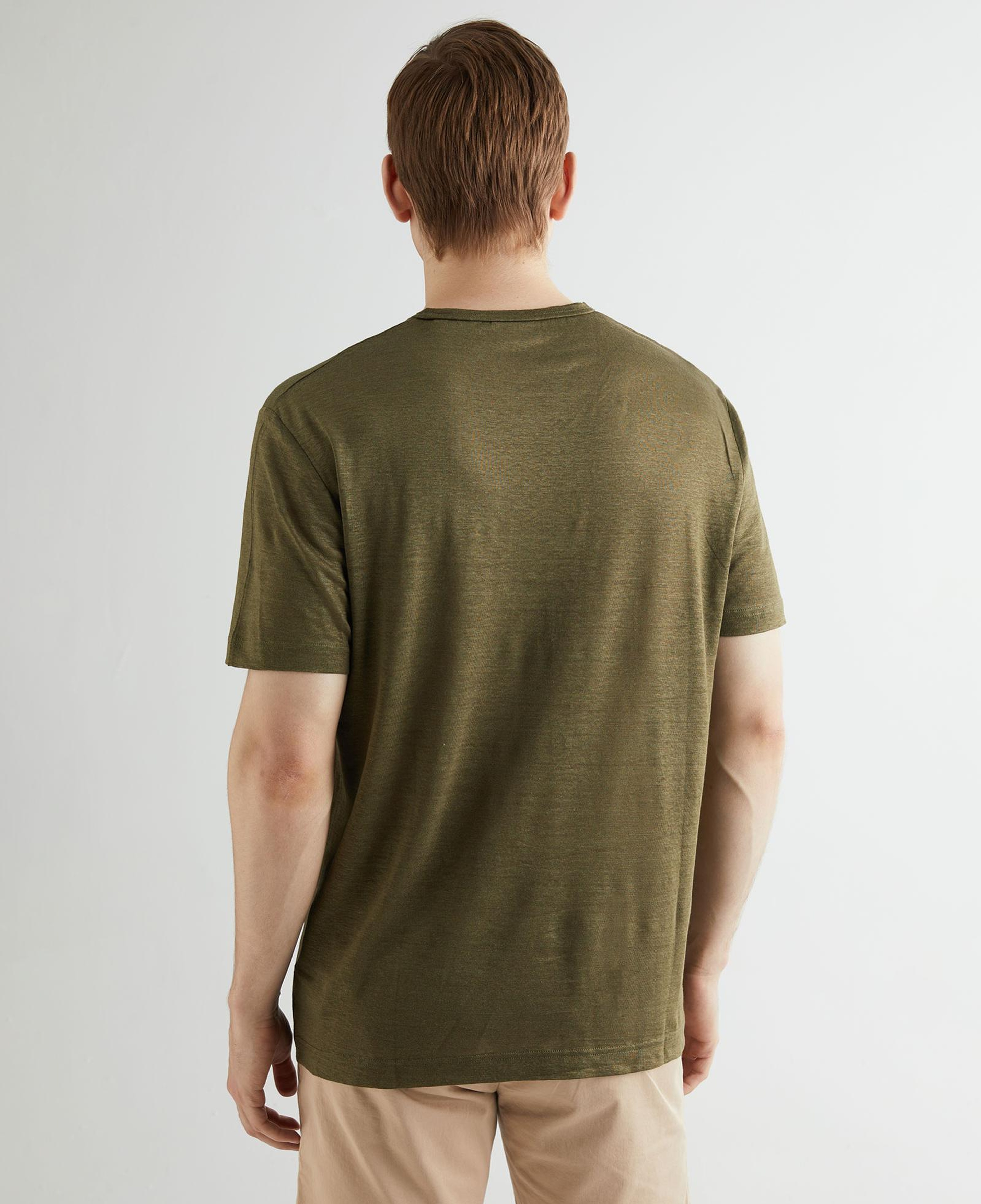 GANT Erkek Yeşil Regular Fit Bisiklet Yaka Keten T-shirt