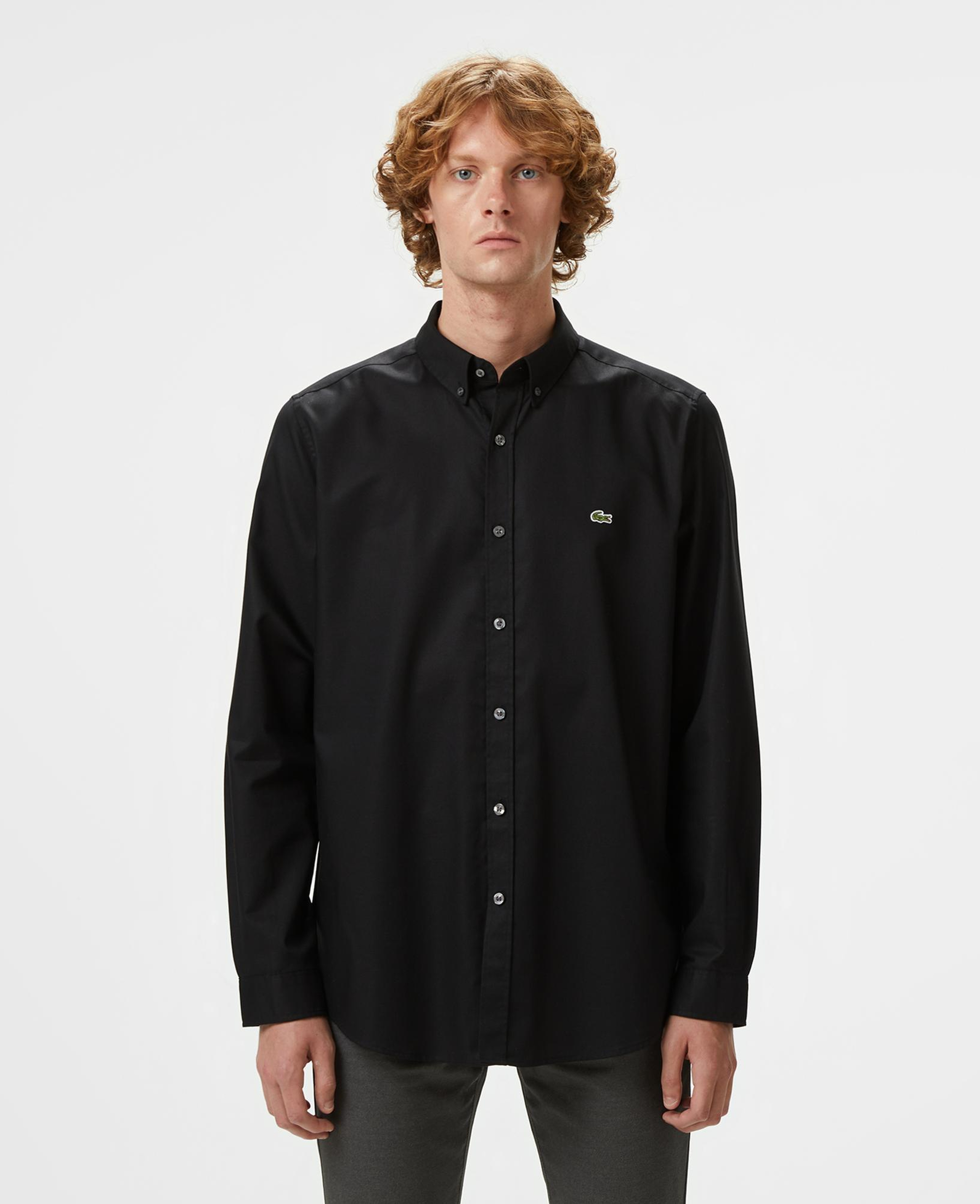 Lacoste Erkek Slim Fit Düğmeli Yaka Siyah Gömlek