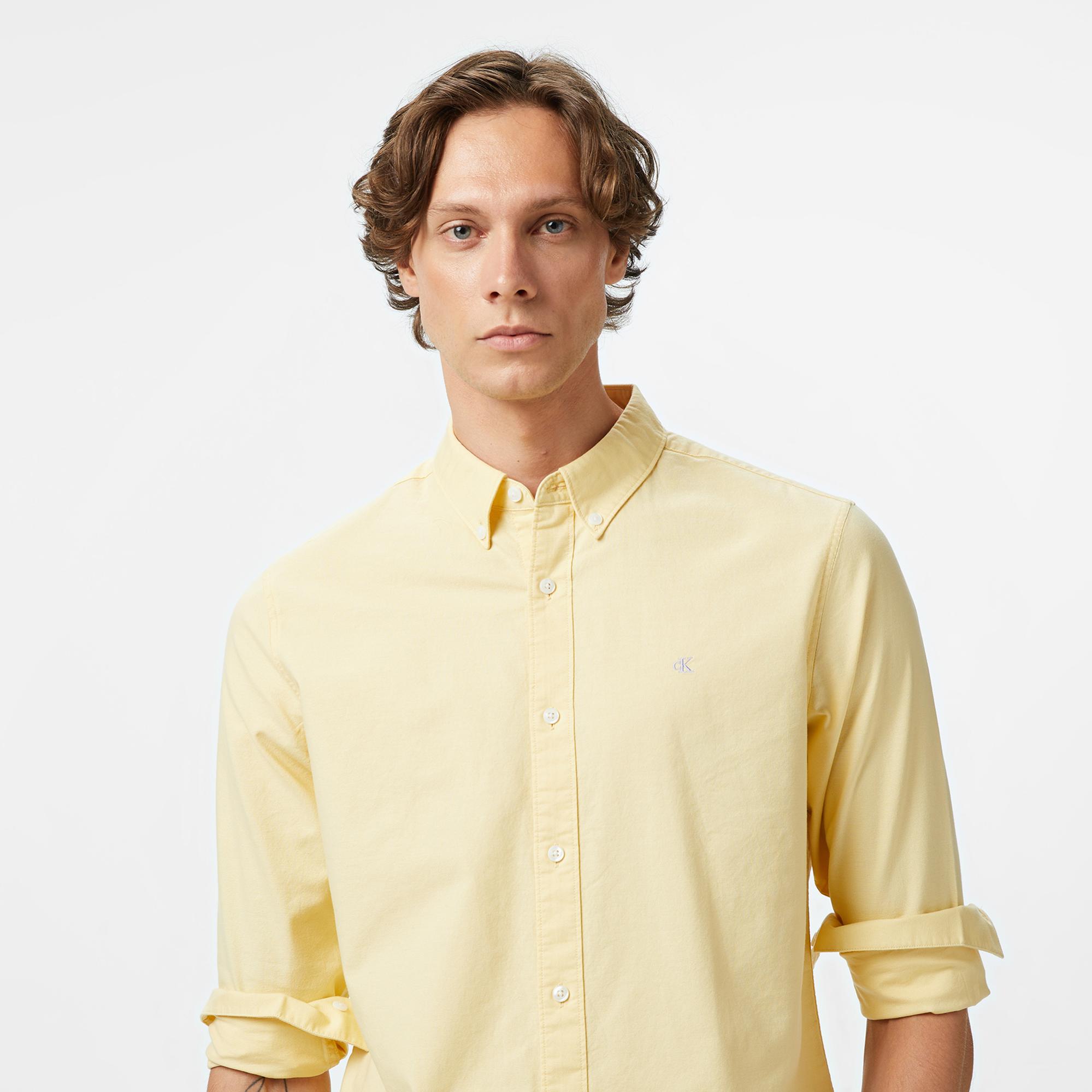 Calvin Klein Solid Oxford Classic Erkek Sarı Gömlek