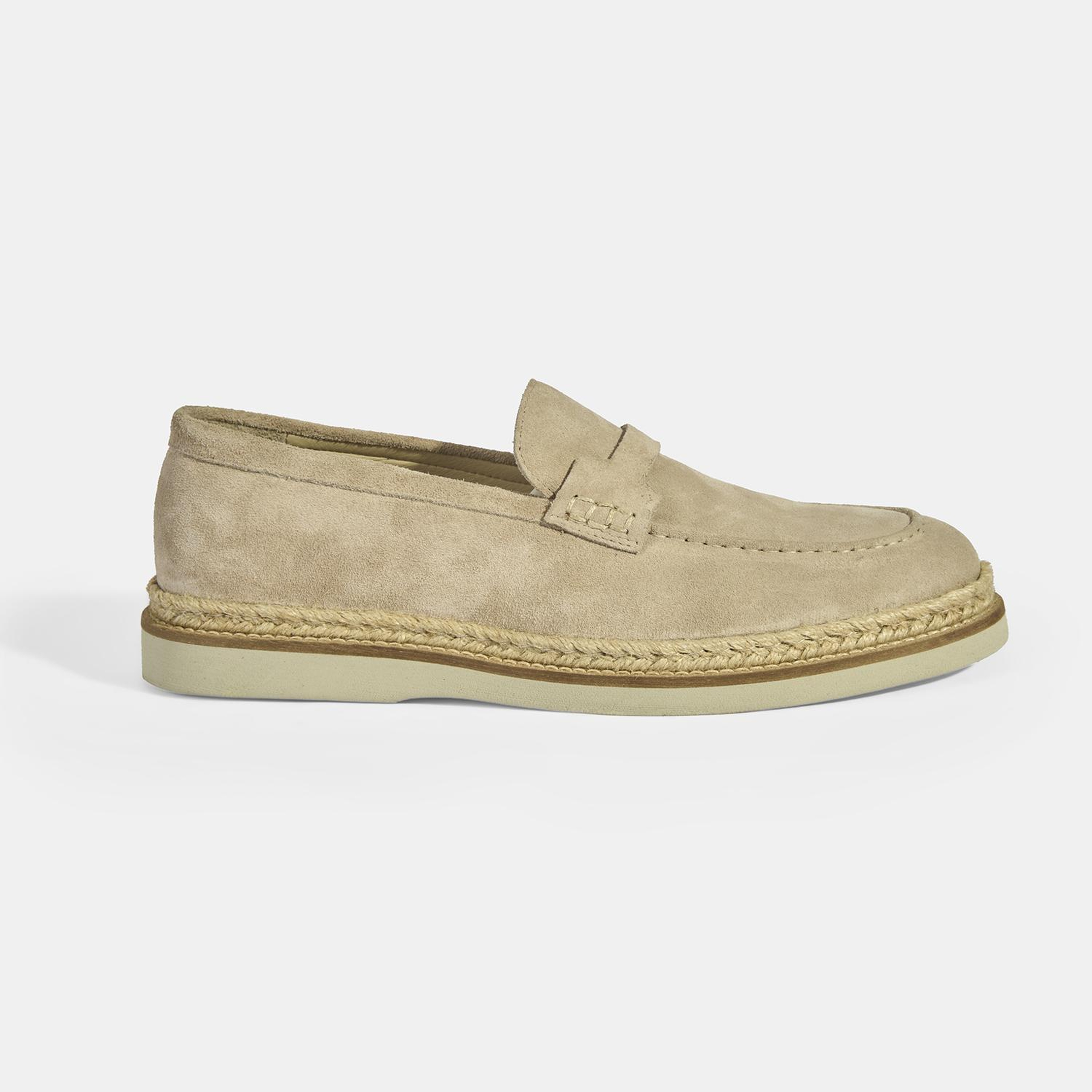 Bej Erkek Örgü Detaylı Süet Loafer