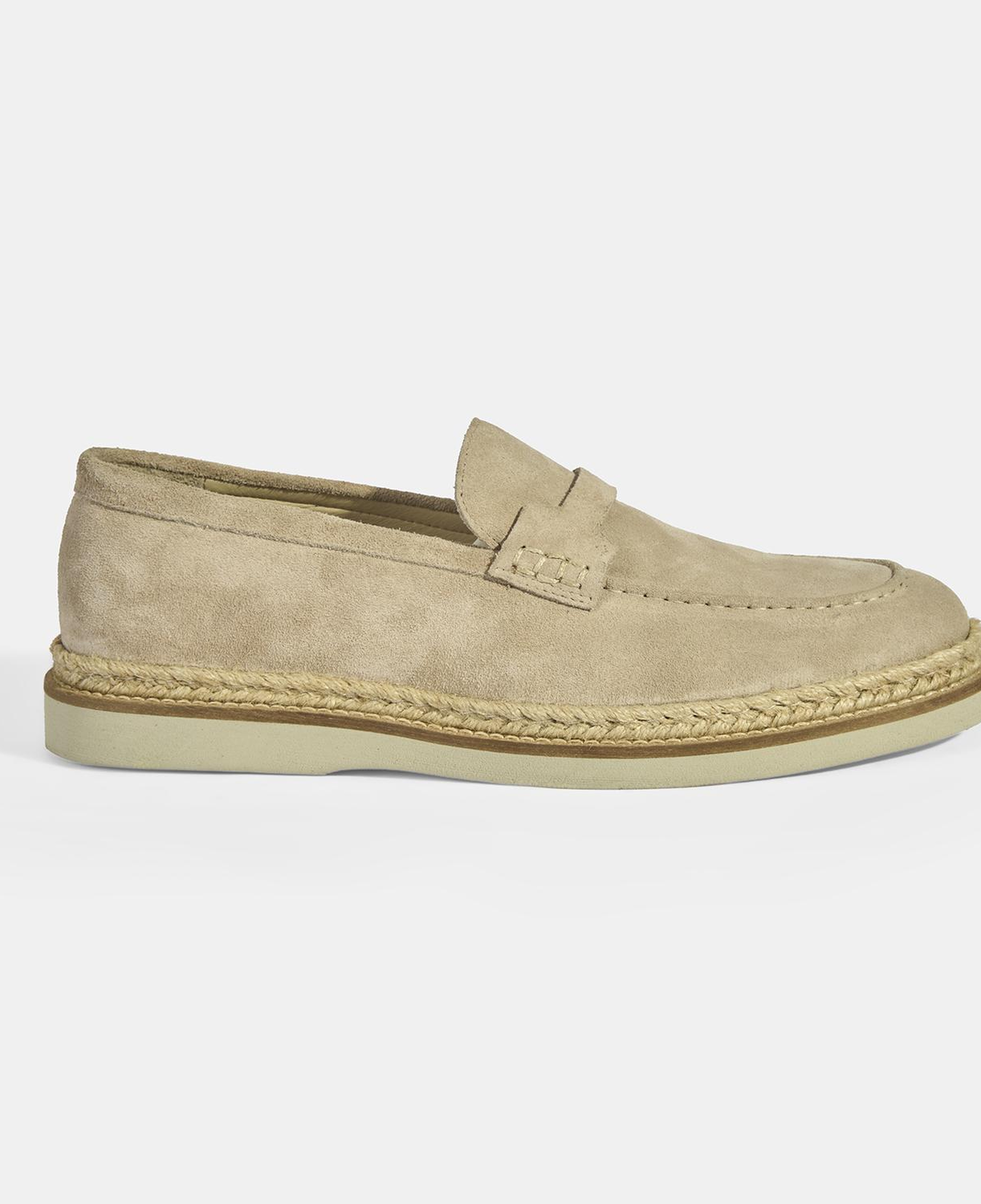 Bej Erkek Örgü Detaylı Süet Loafer