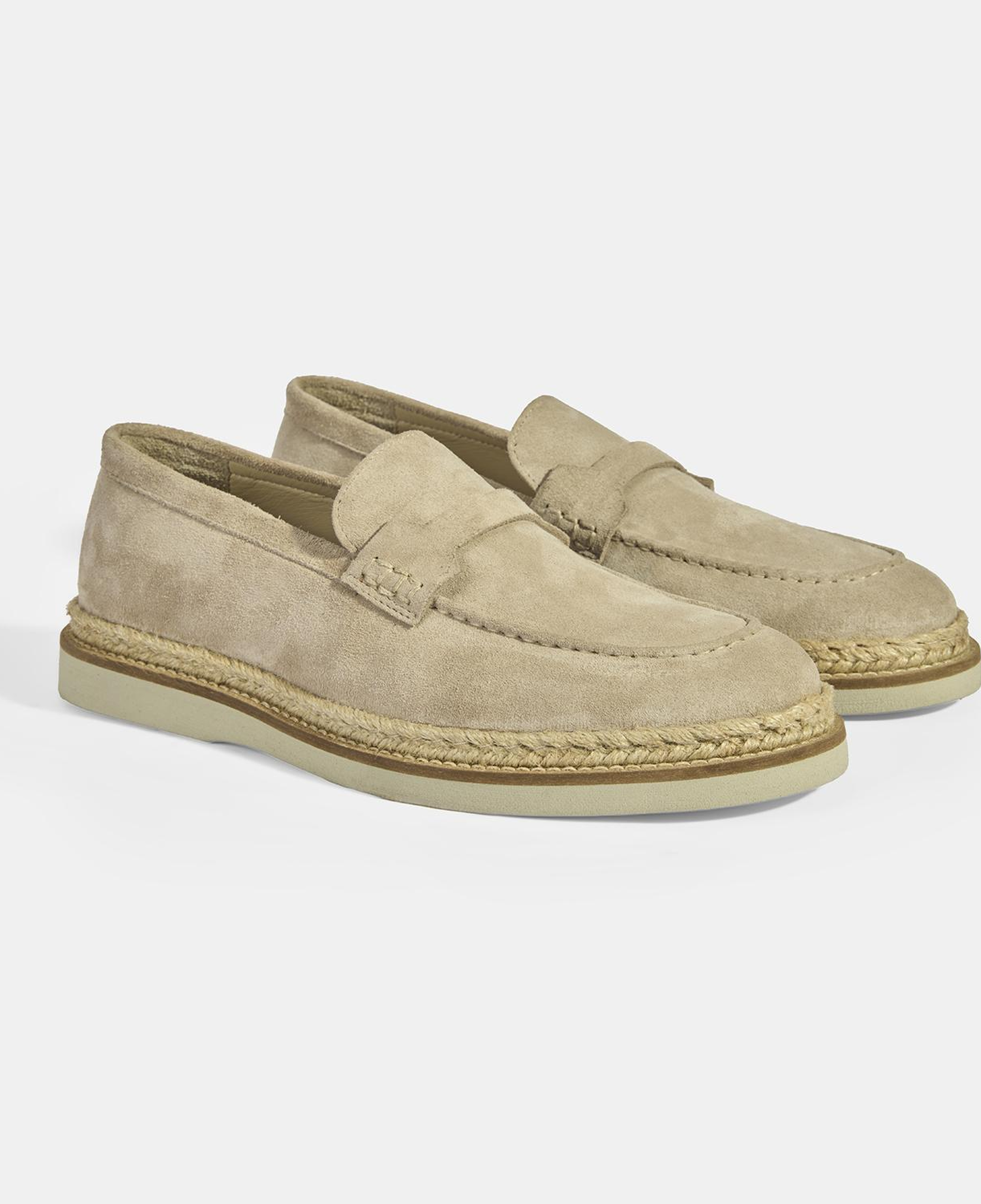 Bej Erkek Örgü Detaylı Süet Loafer
