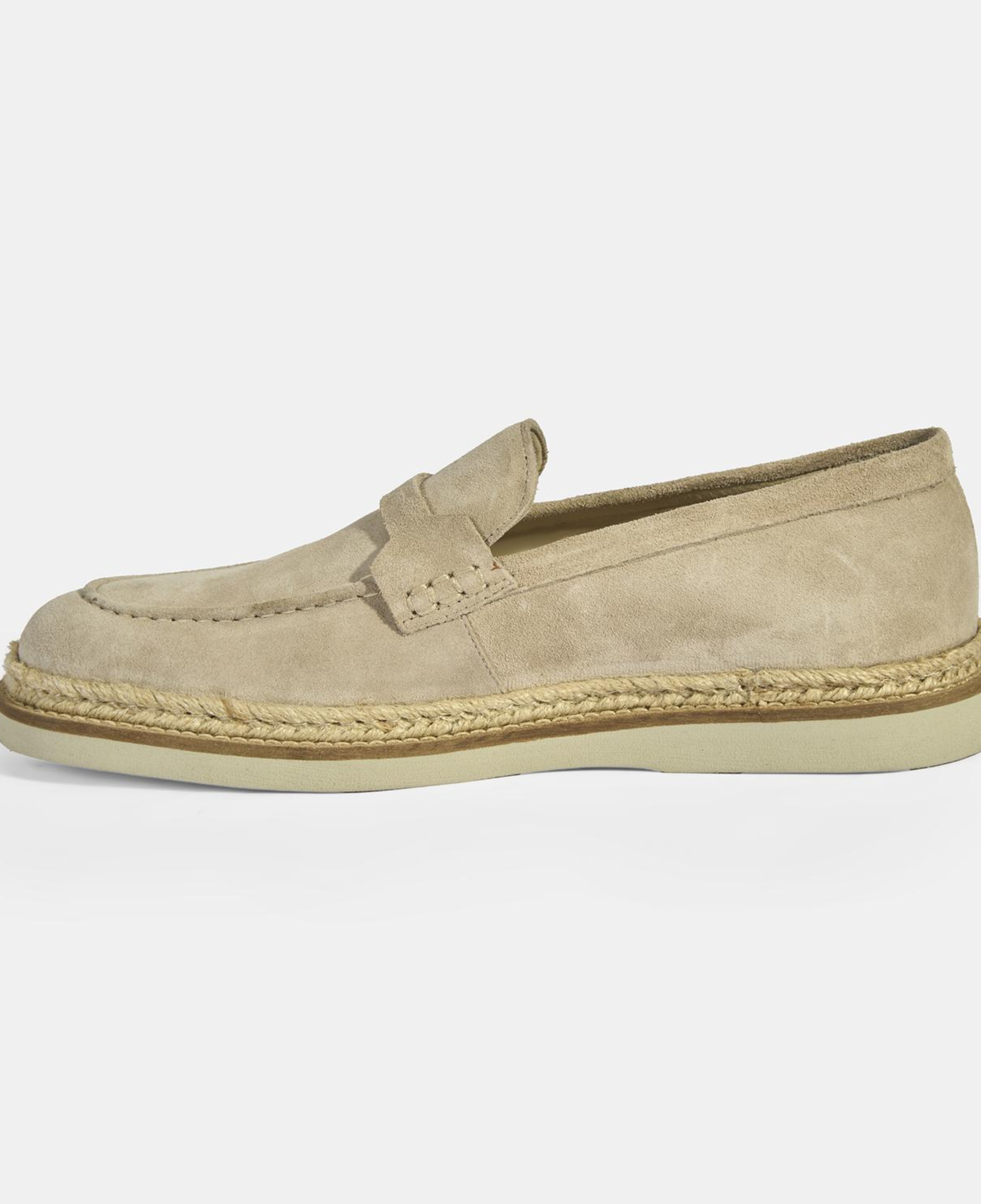Bej Erkek Örgü Detaylı Süet Loafer