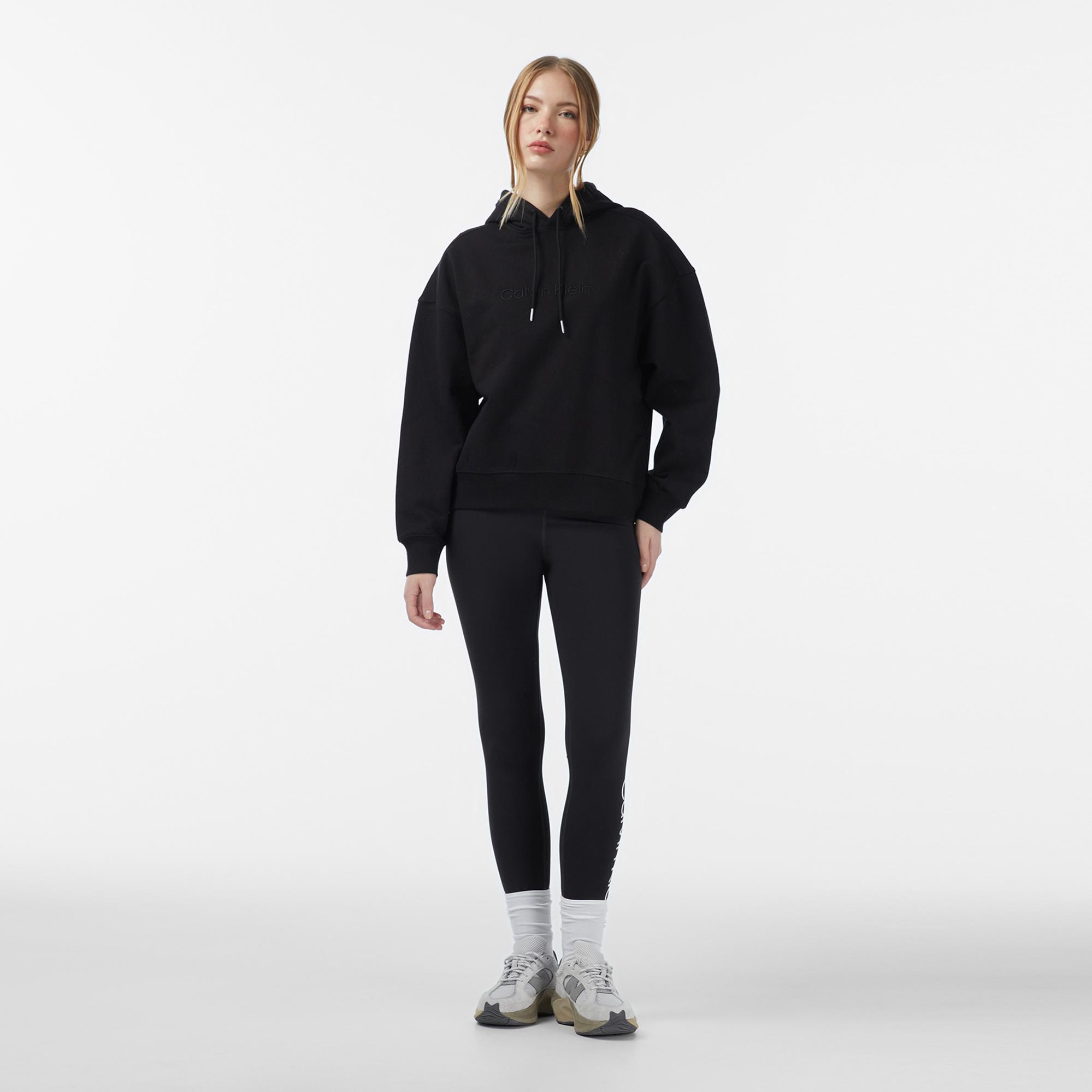 Calvin Klein Logo French Terry Kadın Siyah Sweatshirt