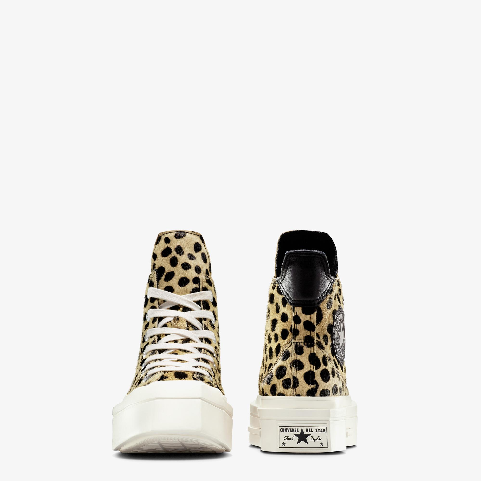 Converse Chuck 70 Leopard Print De Luxe Squared Unisex Bej Platform Sneaker
