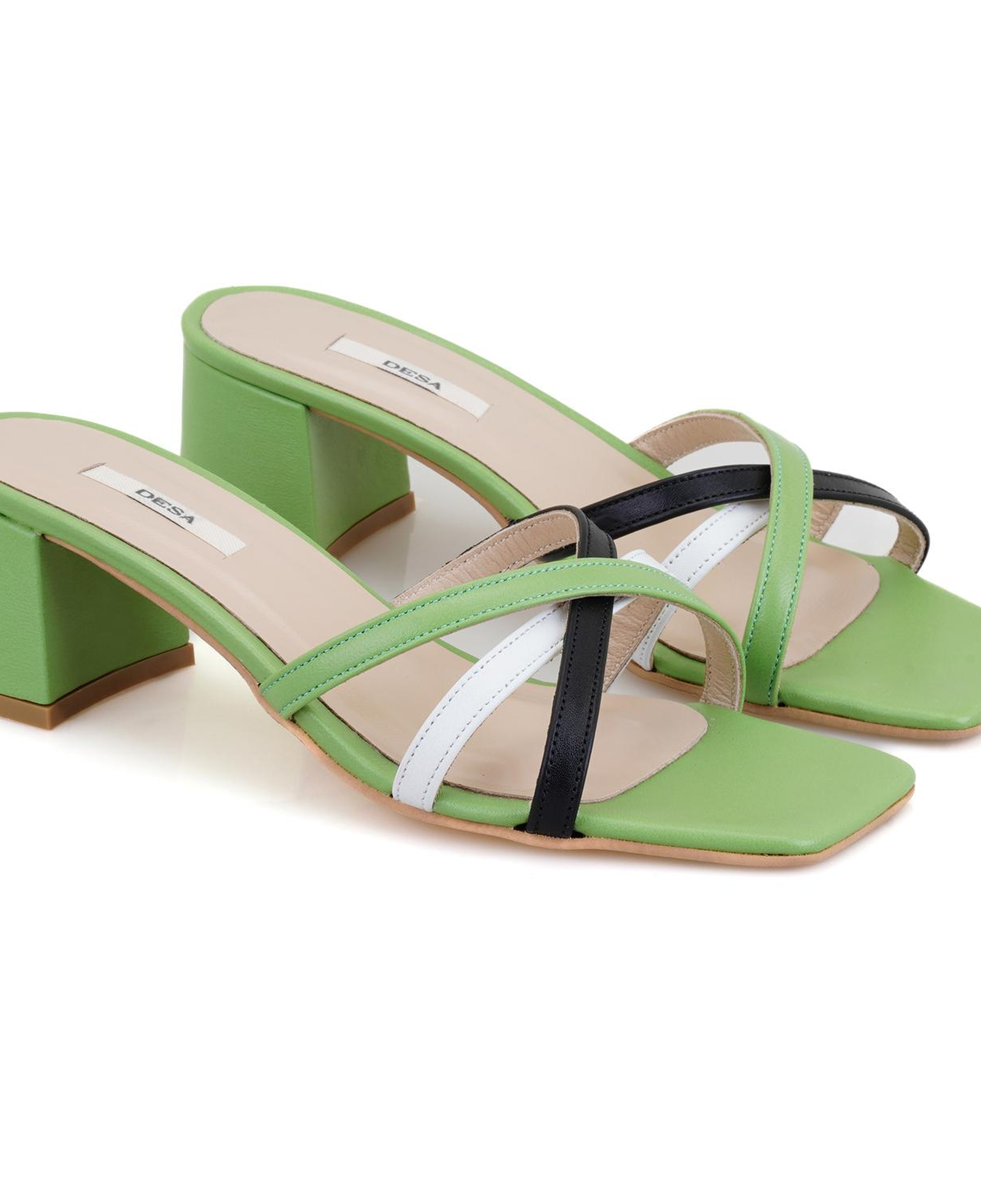 Kadın Yeşil Topuklu Deri Terlik