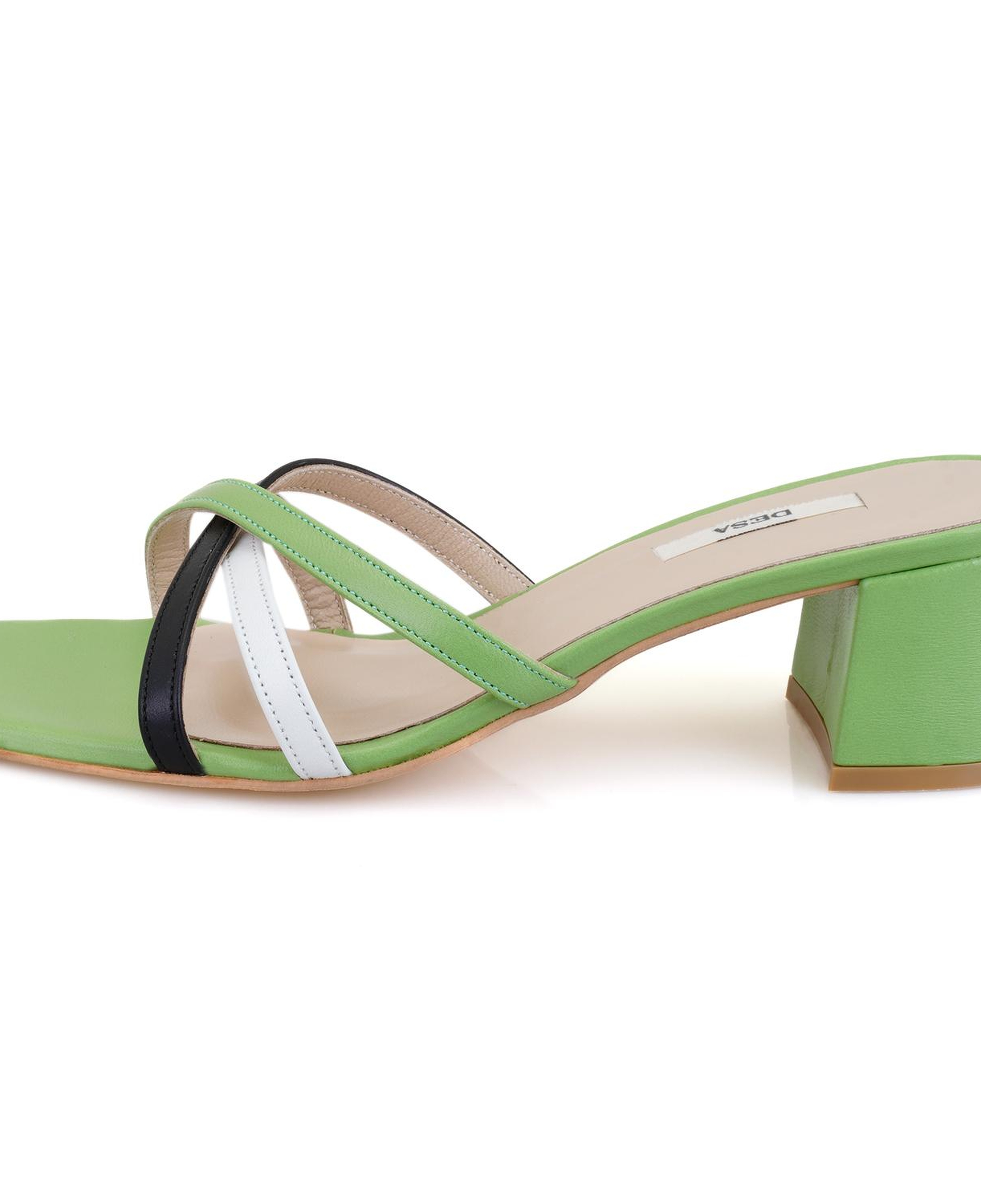 Kadın Yeşil Topuklu Deri Terlik