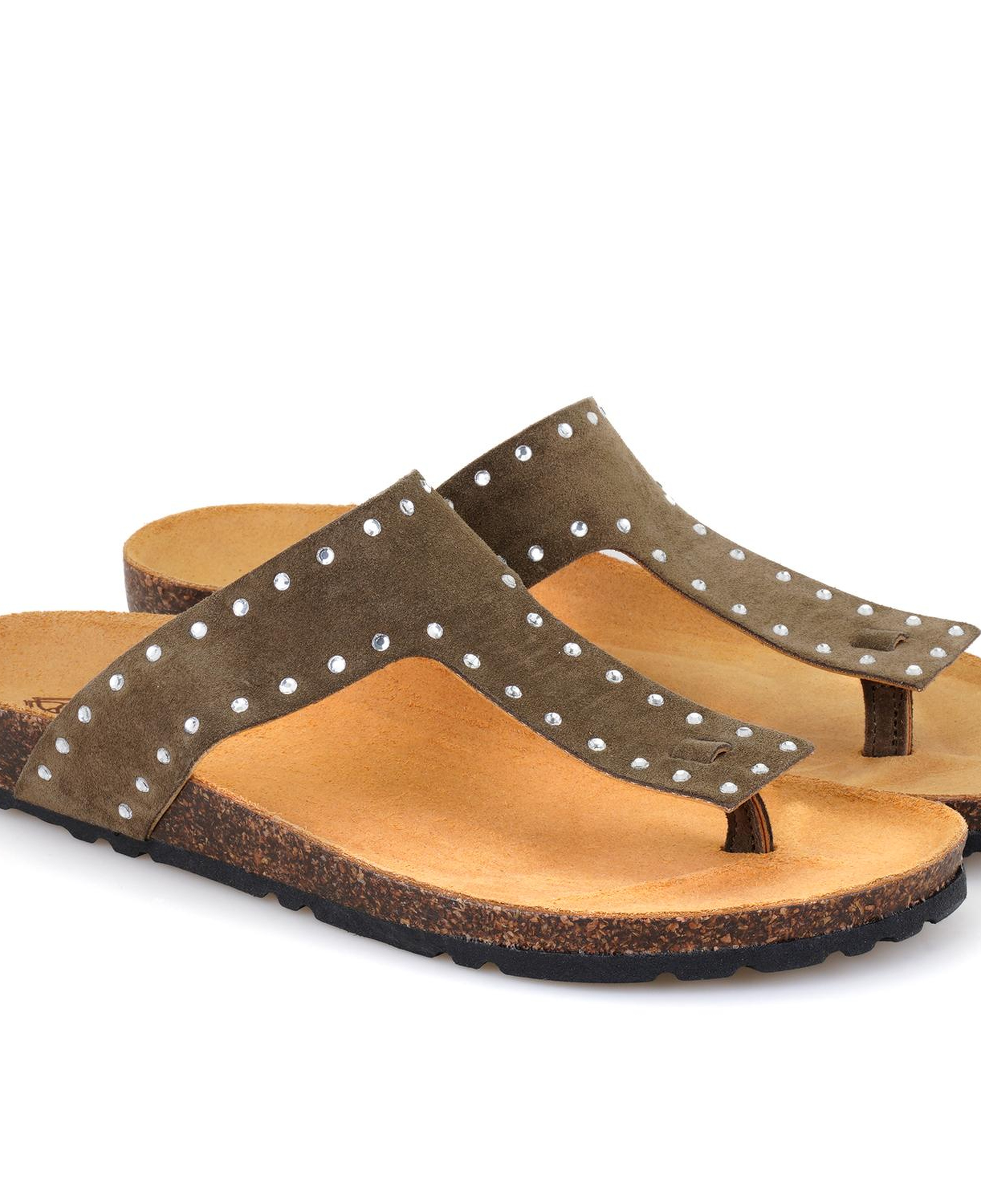 Kadın Yeşil Parmak Arası Süet Deri Terlik