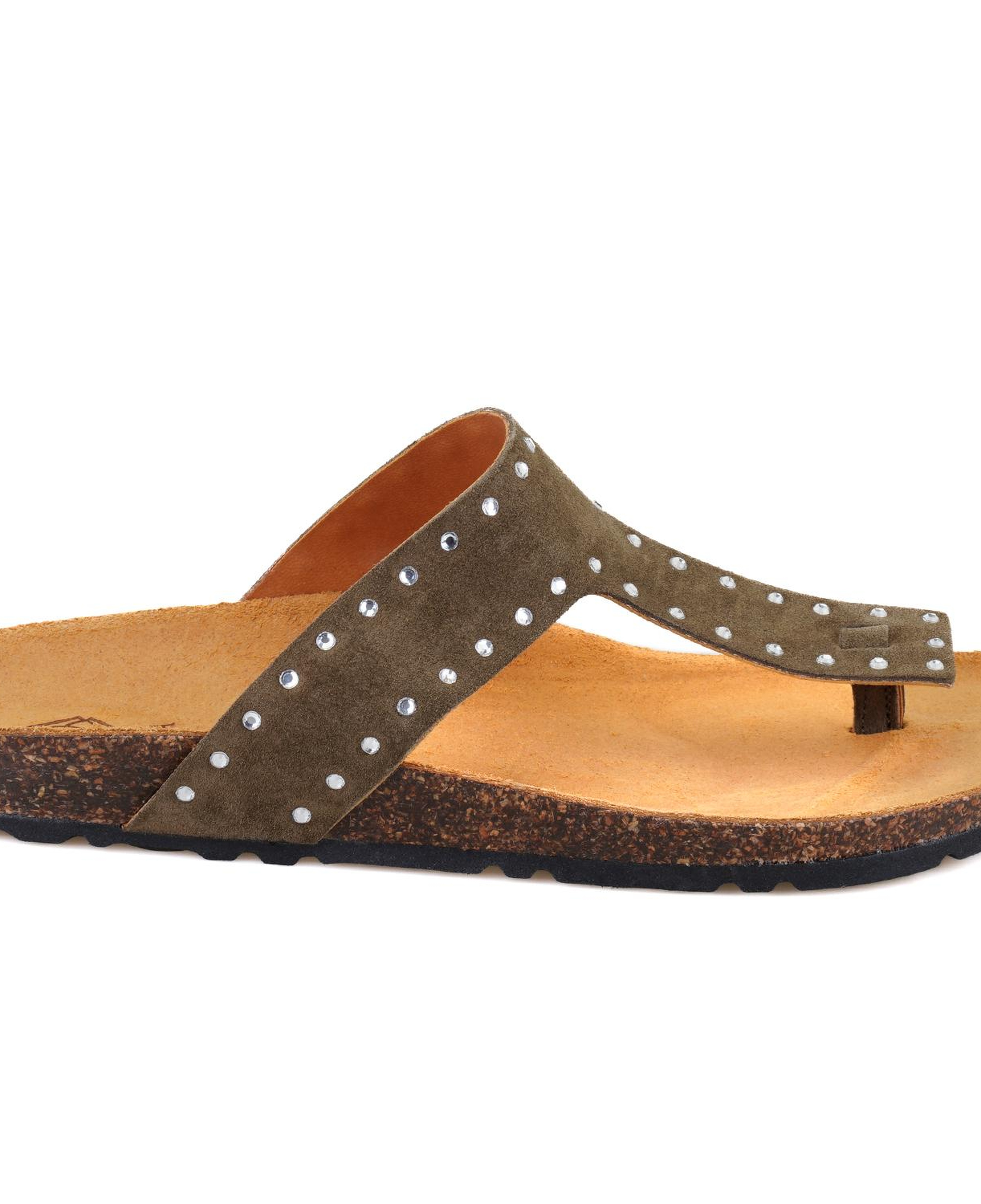 Kadın Yeşil Parmak Arası Süet Deri Terlik