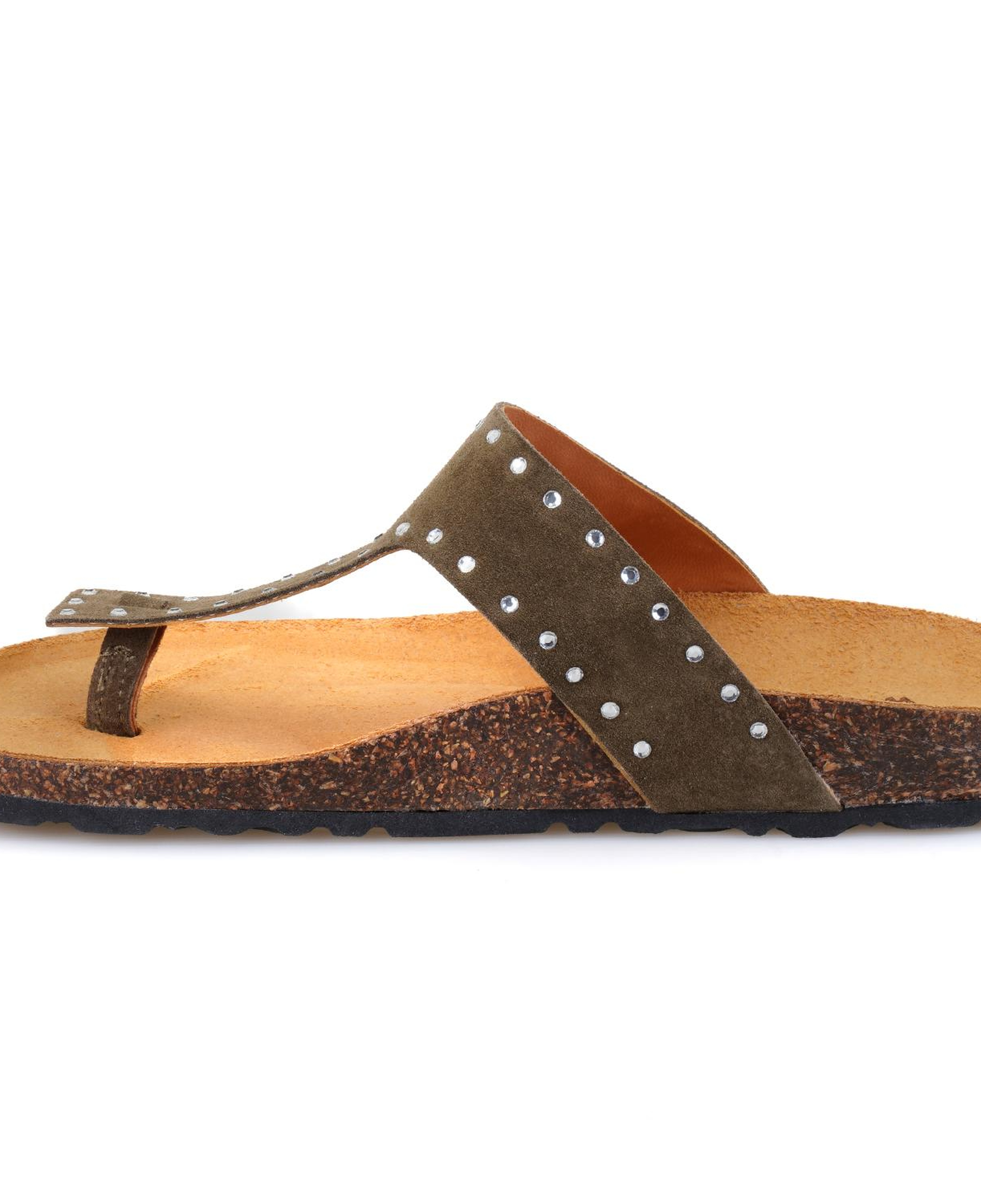 Kadın Yeşil Parmak Arası Süet Deri Terlik