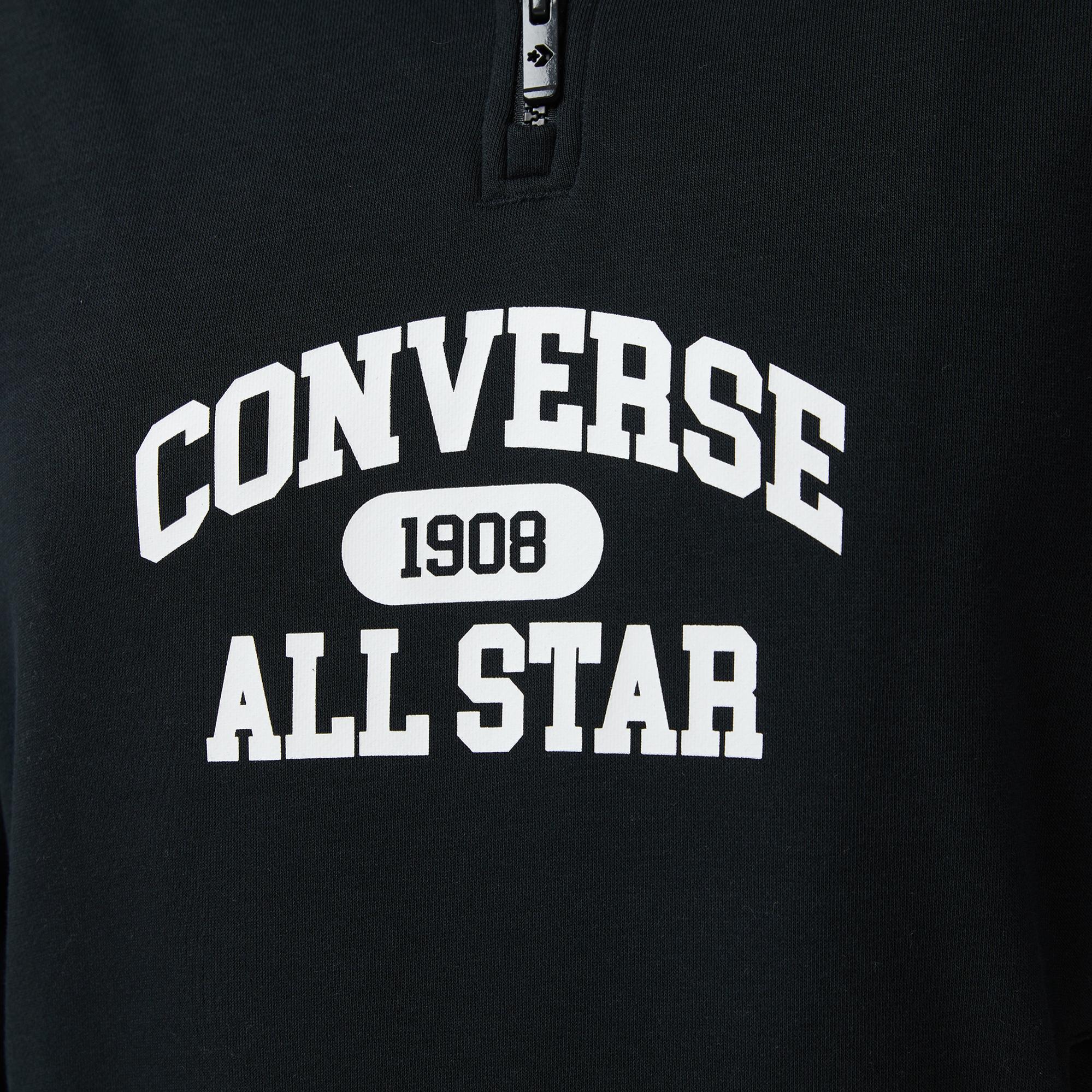 Converse Erkek Yarım Fermuarlı Siyah Sweatshirt