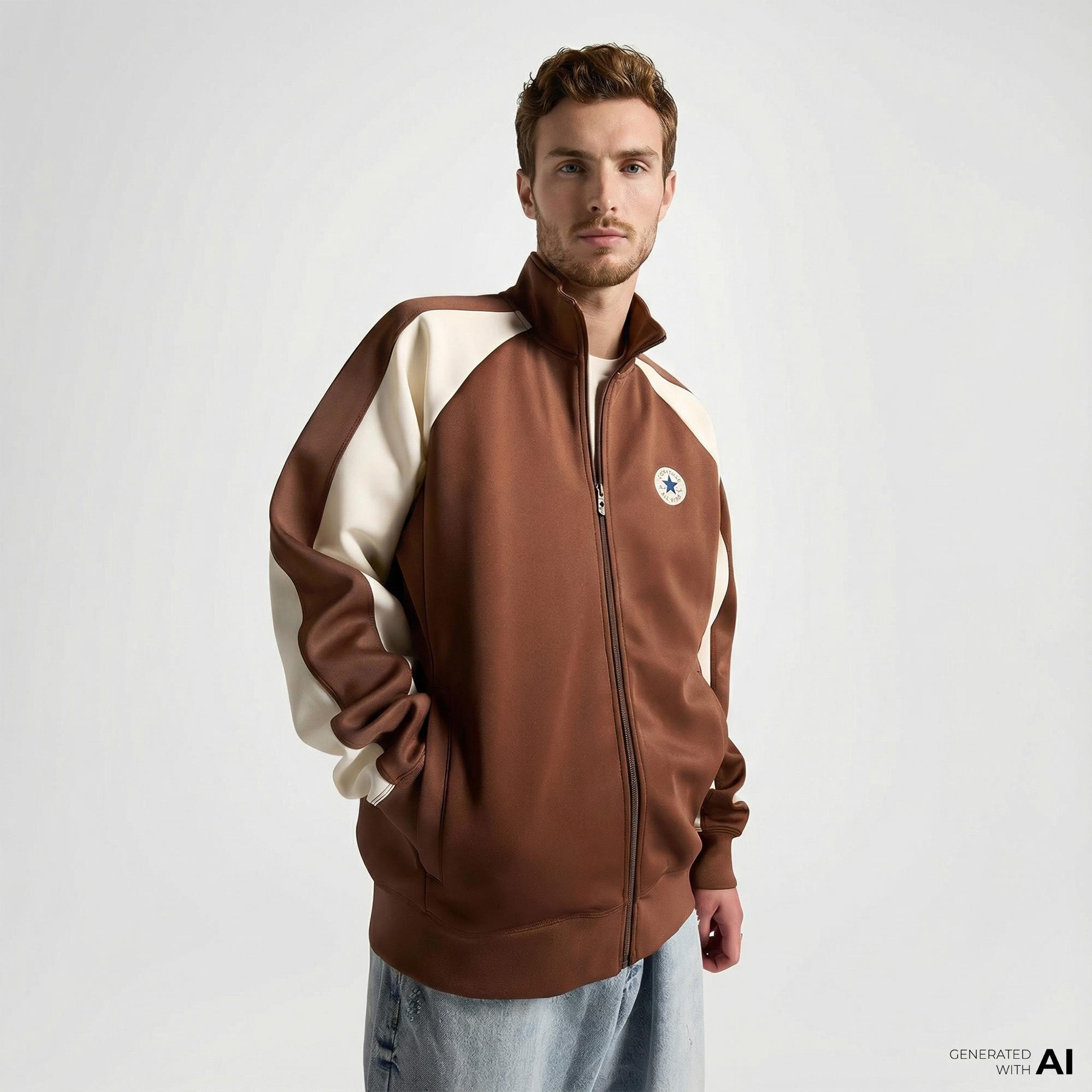 Converse Erkek Renk Bloklu Kahverengi Eşofman Üstü