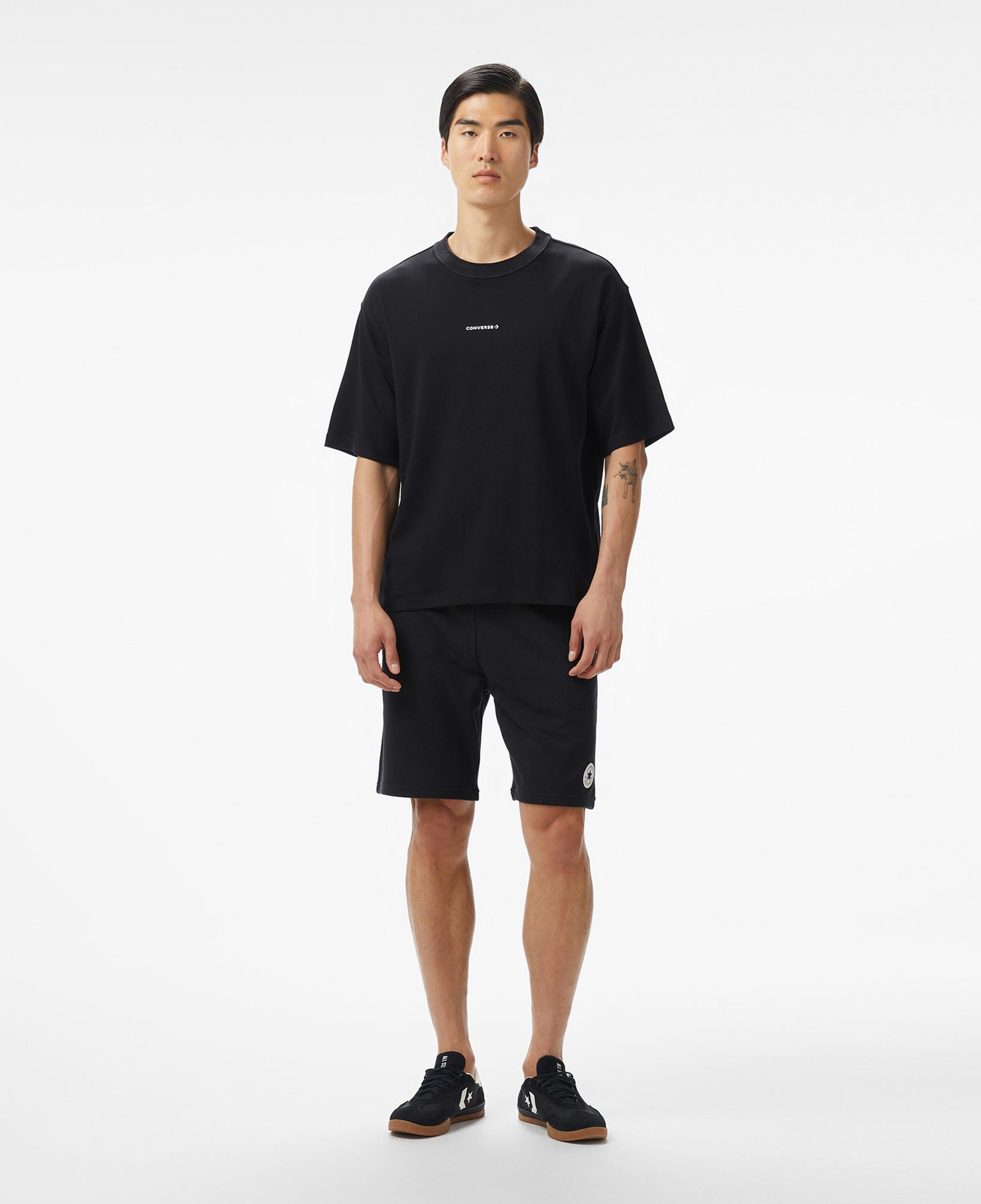 Converse Star Chevron Baskılı Oversize Fit Erkek Siyah T-Shirt