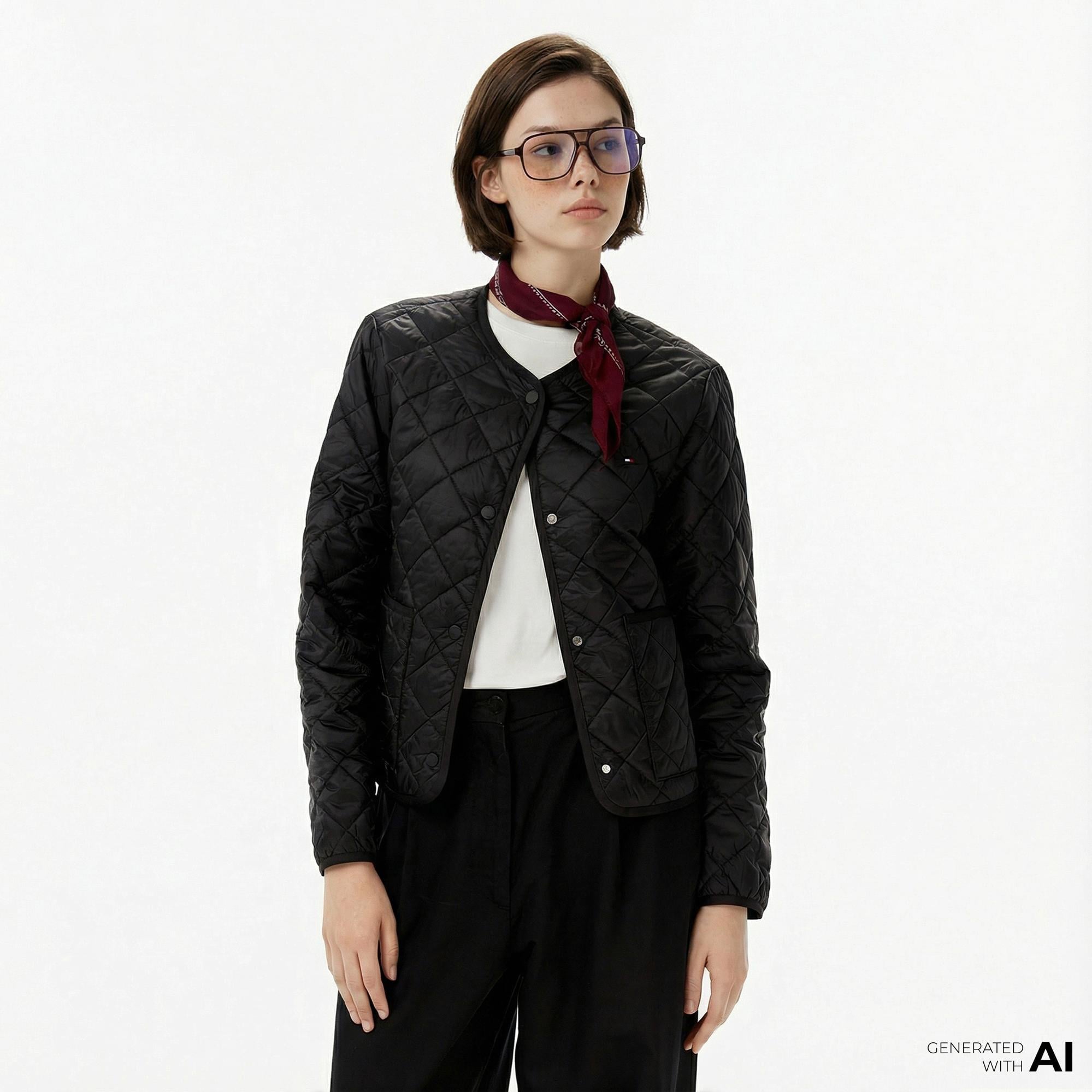 Tommy Hilfiger Padded Regular Quilted Kadın Puffer Siyah Ceket