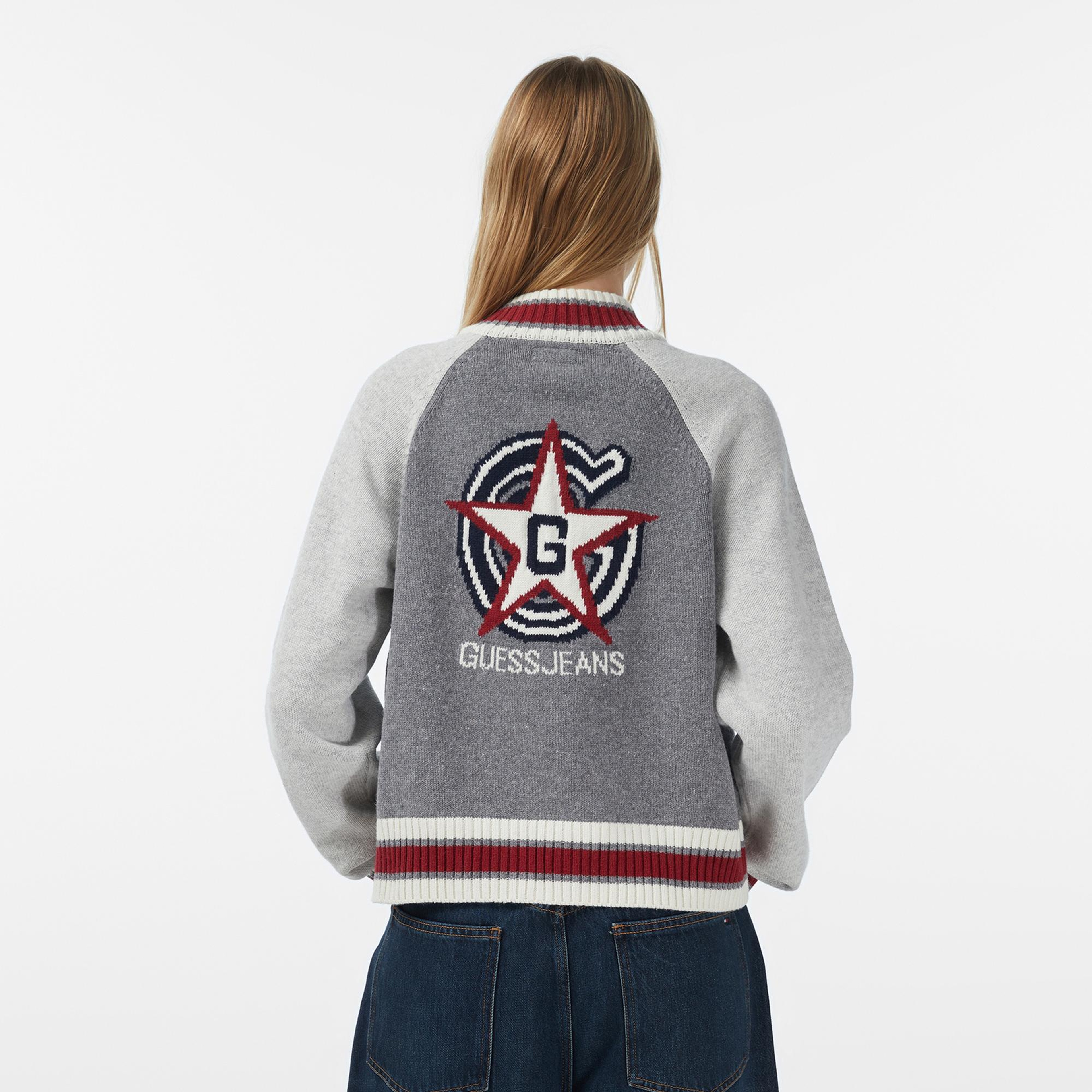 Guess Zipped Back In Yün Karışımlı Kadın Gri Triko