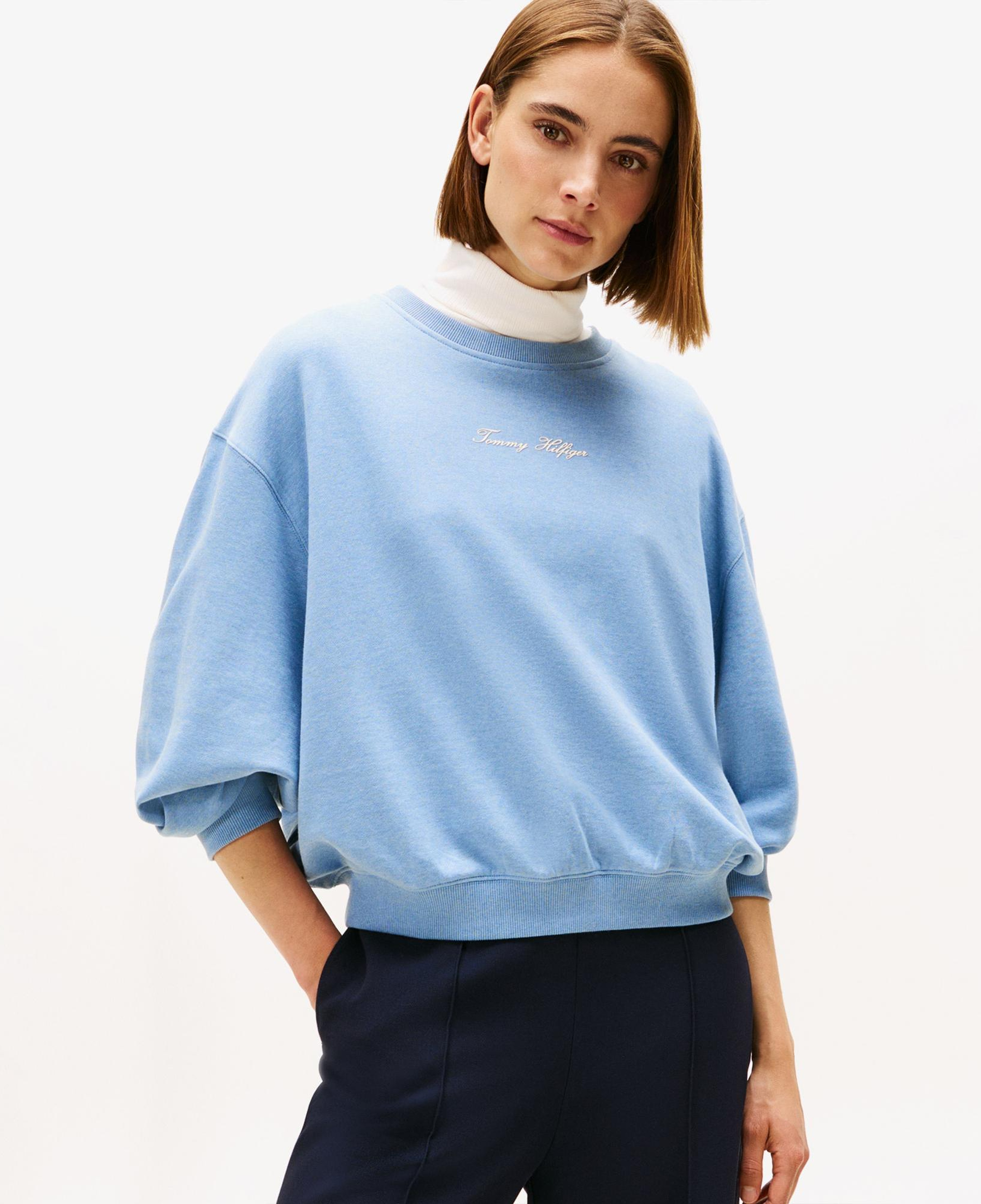 Tommy Hilfiger Classic Script Terry Kadın Mavi Sweatshirt