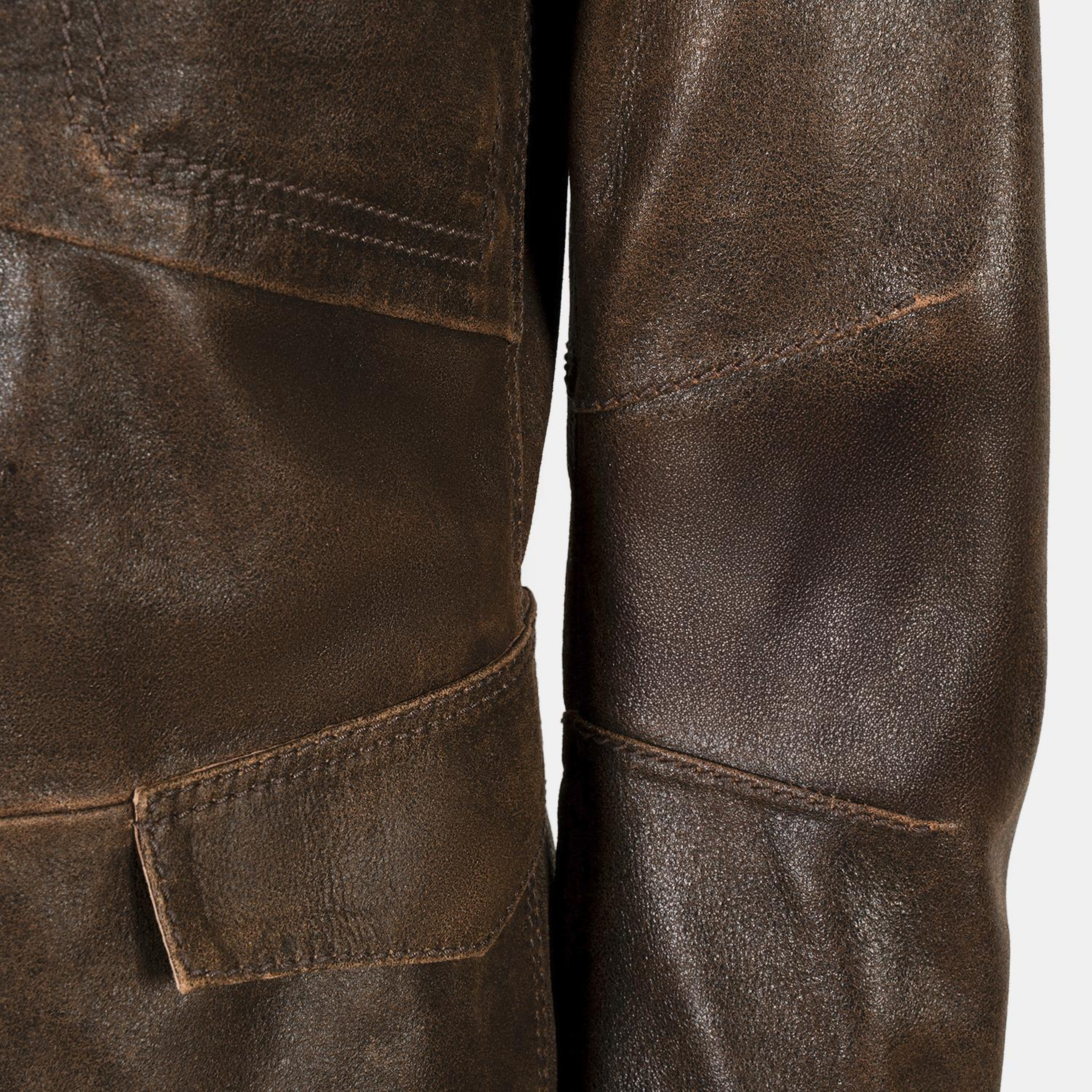 Erkek Acı Kahve Gömlek Yakalı Deri Mont