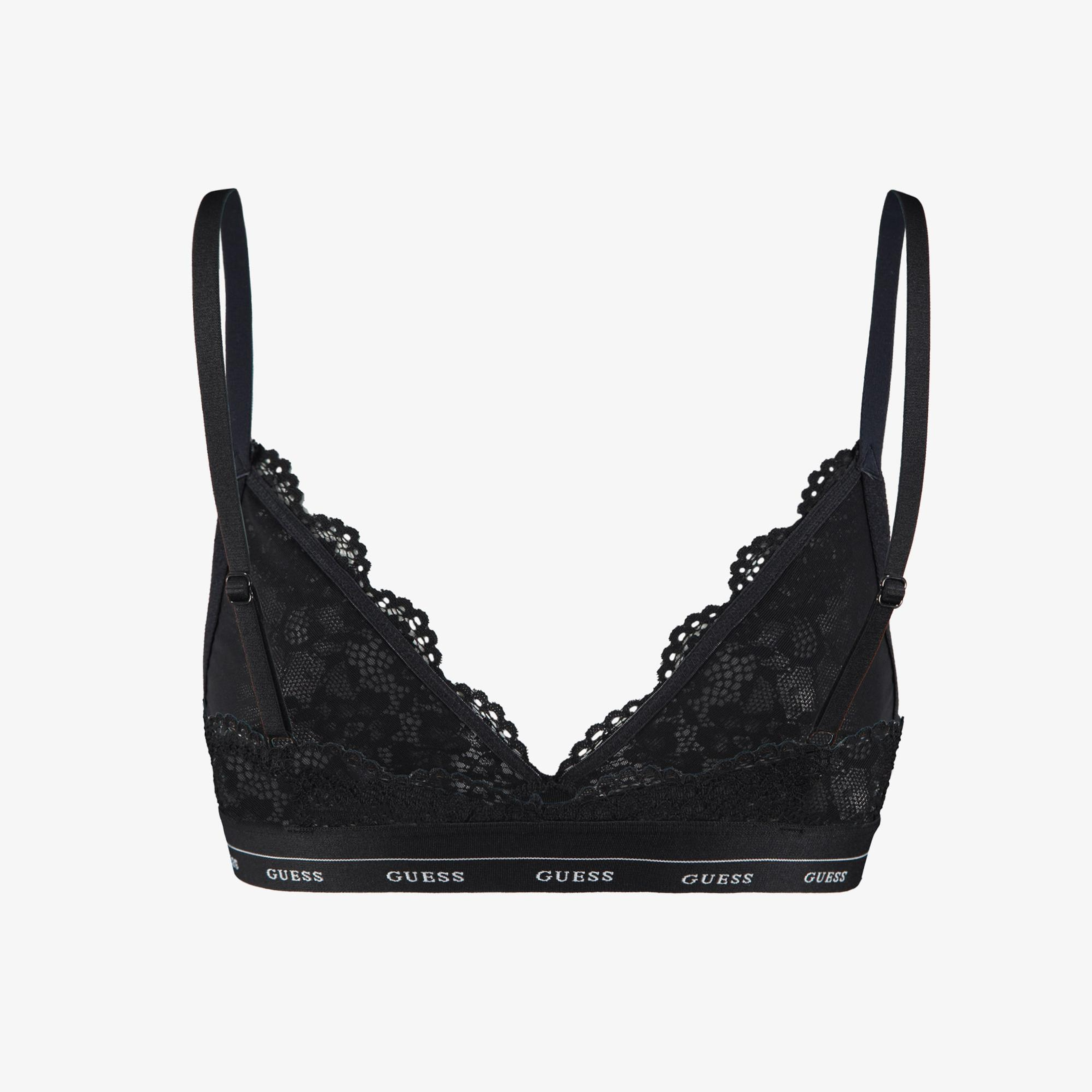 Guess Jane Triangle Flowery Lace Band Solid Kadın Siyah Sütyen