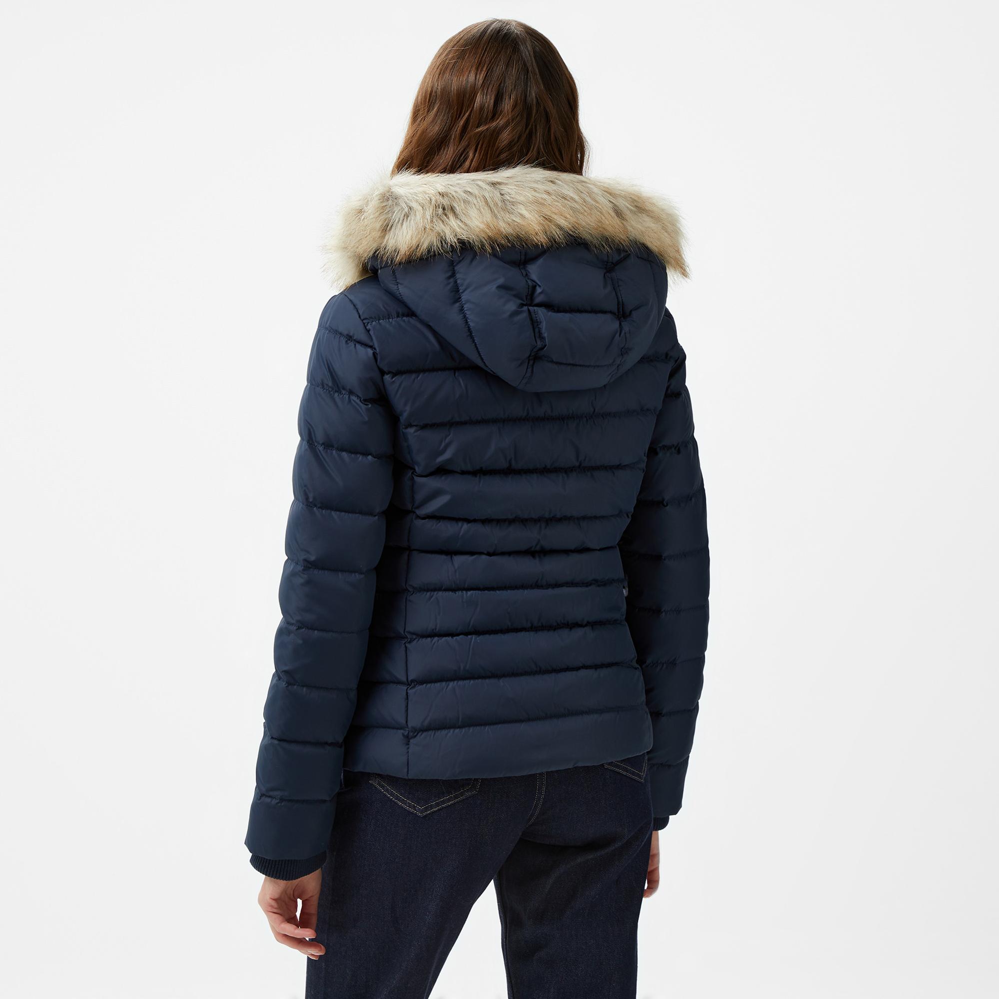 Tommy Hilfiger Basic Hooded Down Kadın Lacivert Puffer Mont