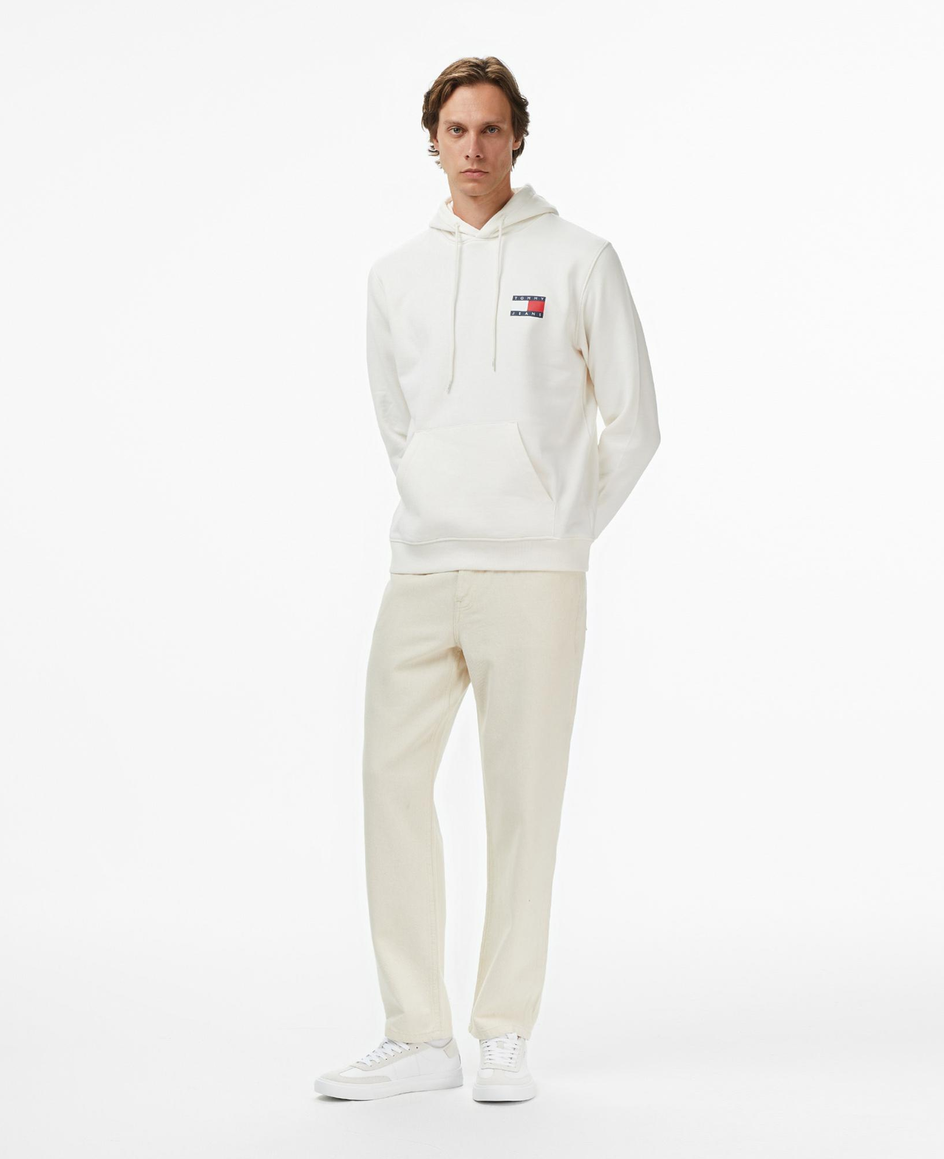Tommy Jeans Regular Essential Flag Erkek Beyaz Hoodie