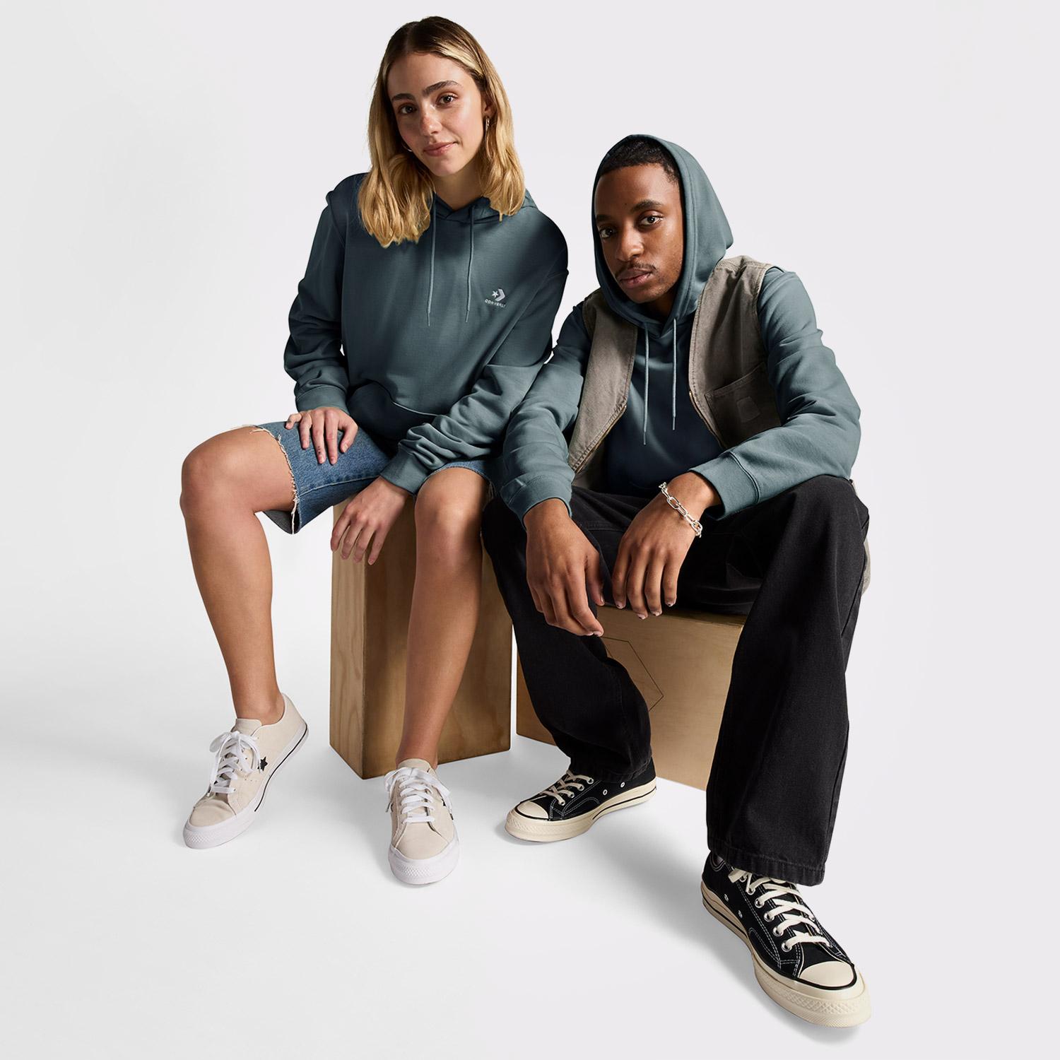Converse Go-To Unisex Kapüşonlu Yeşil Hoodie