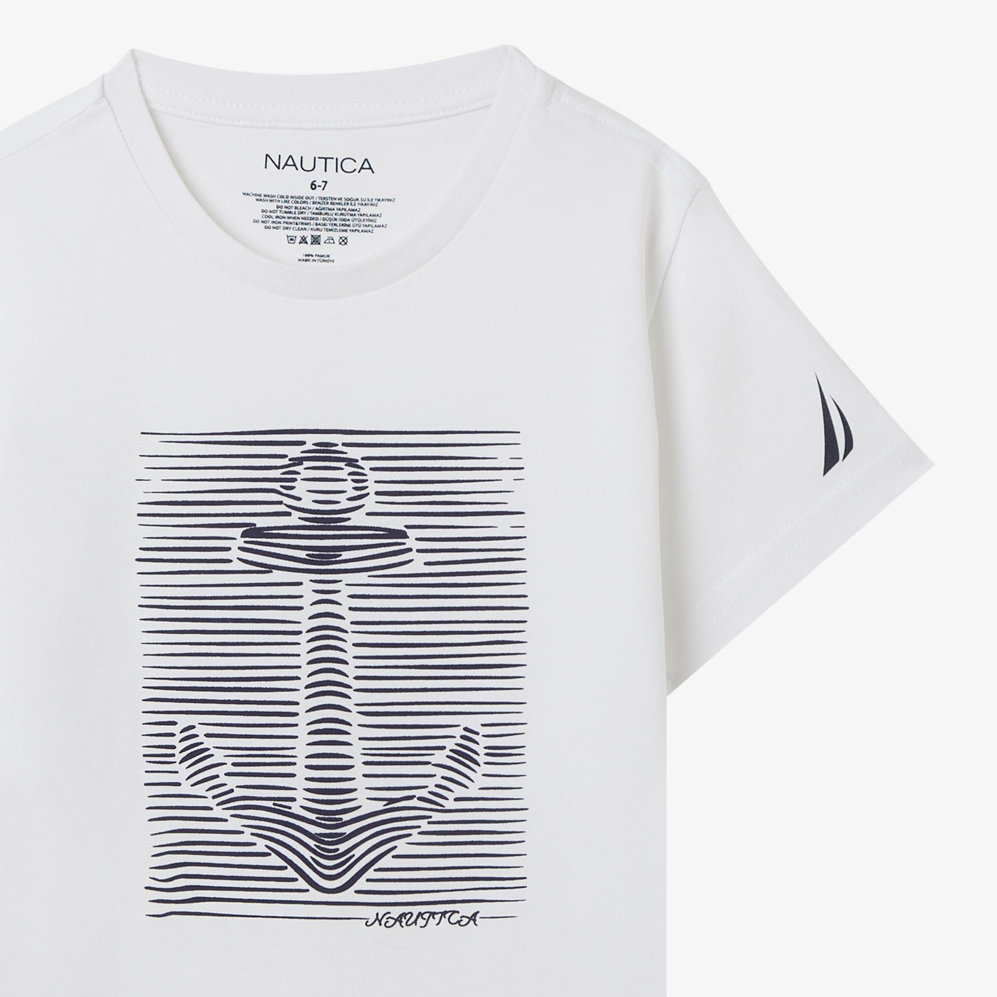 Nautica Erkek Çocuk Beyaz Regular Fit Baskılı T-Shirt