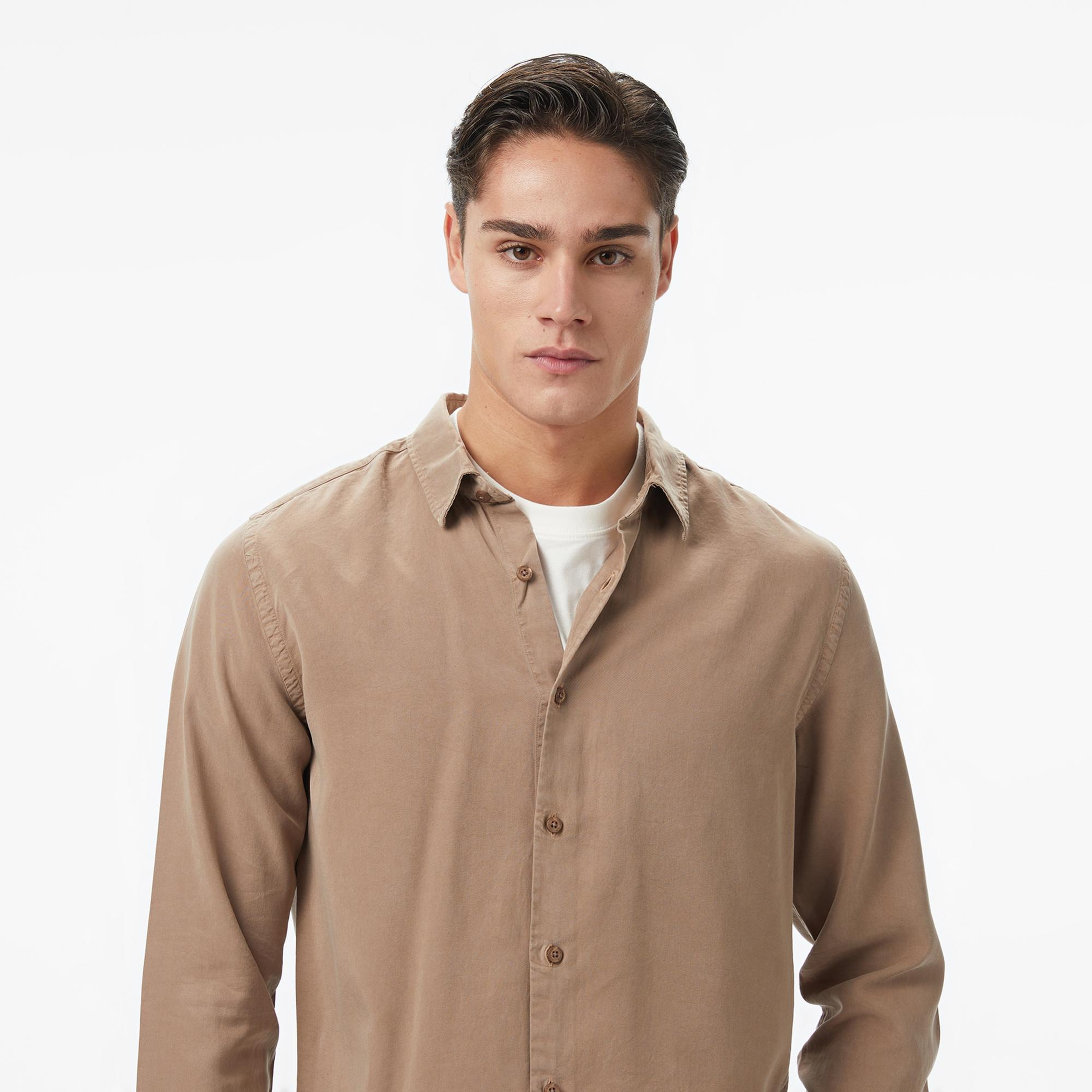 Nautica Erkek Bej Classic Fit Gömlek