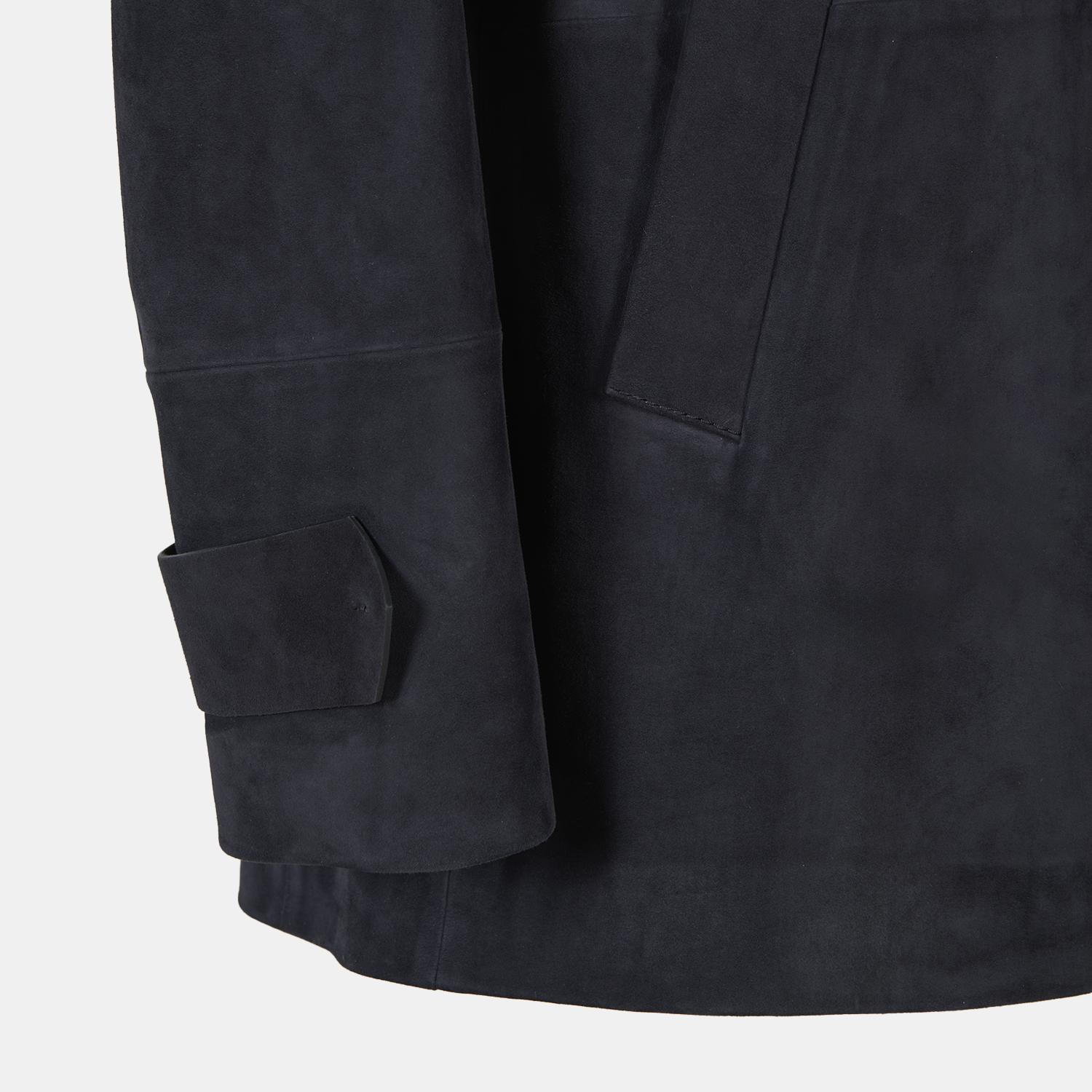 Erkek Lacivert Gömlek Yaka Süet Ceket